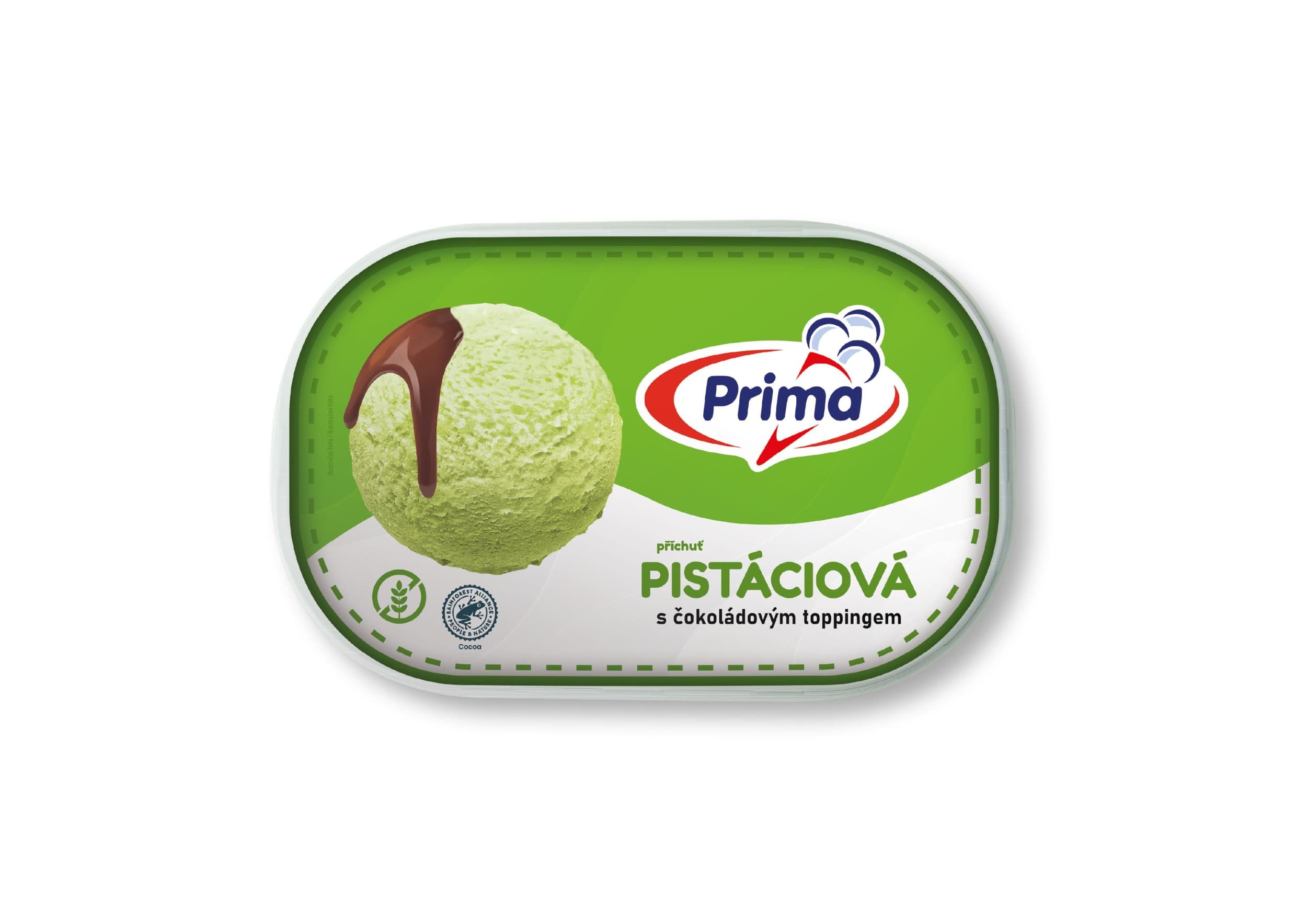 Prima pistáciová zmrzlina s čokoládovým toppingem 900 ml