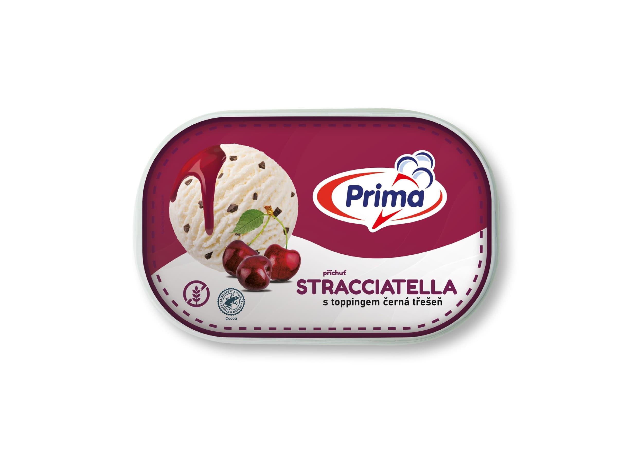 Prima Mražený krém stracciatella a topping černá třešeň 900ml