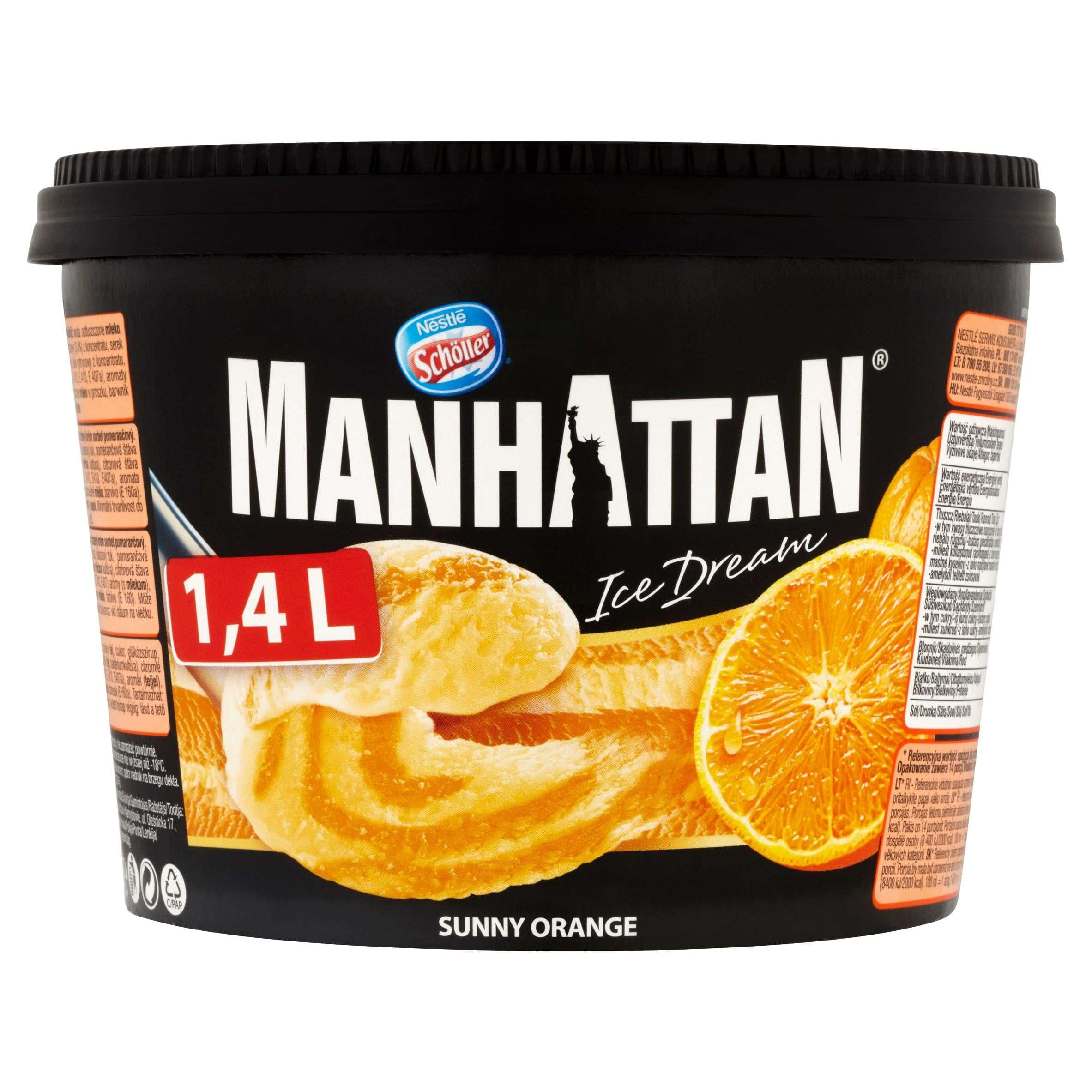 Manhattan Ice Dream mražený krém se sýrem cottage a sorbet pomerančový 1400 ml