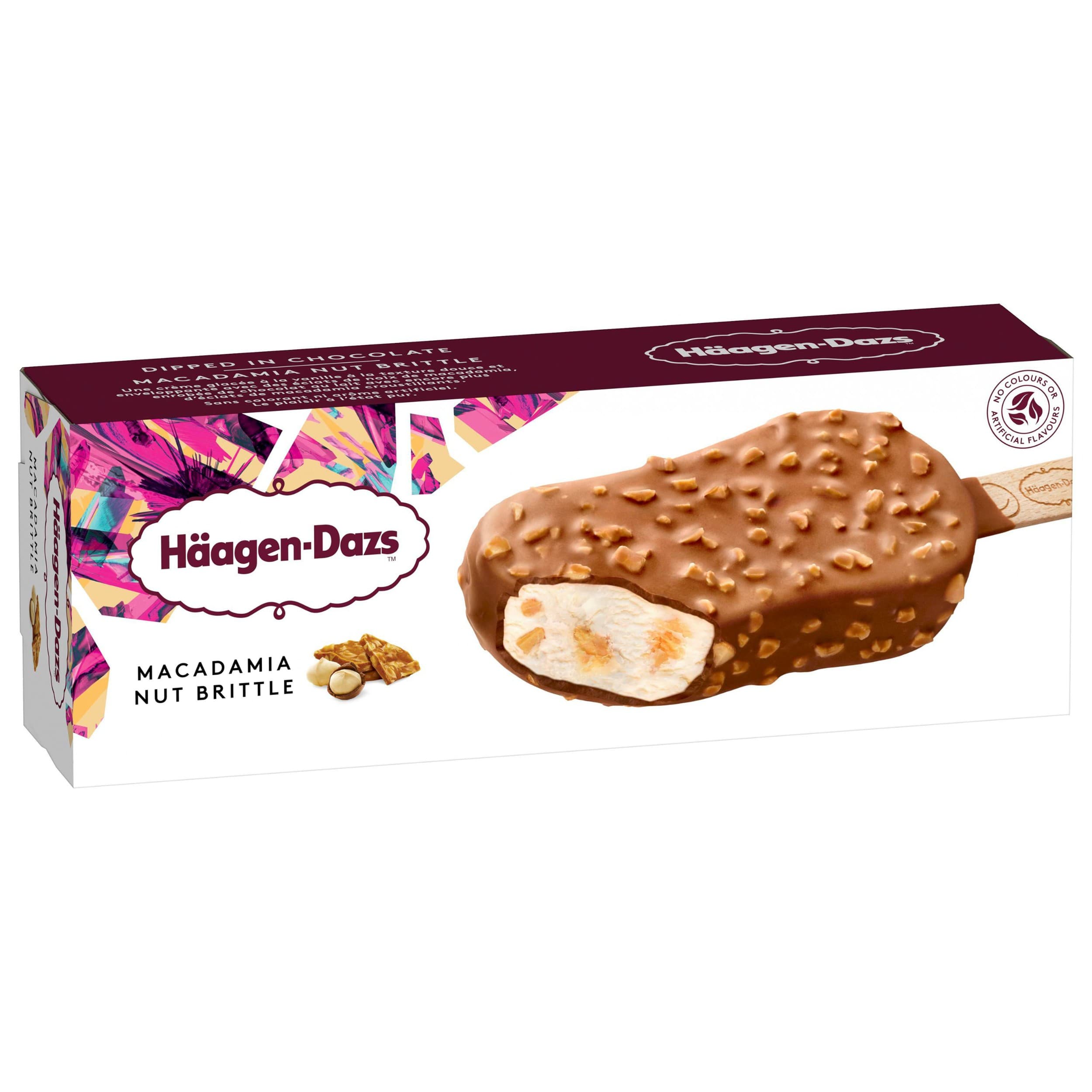 Häagen Dazs Vanilková zmrzlina smetanová s karamelizovanými makadamovými ořechy v belgické mléčné čokoládě s karamelizovanými makadamovými ořechy 80ml