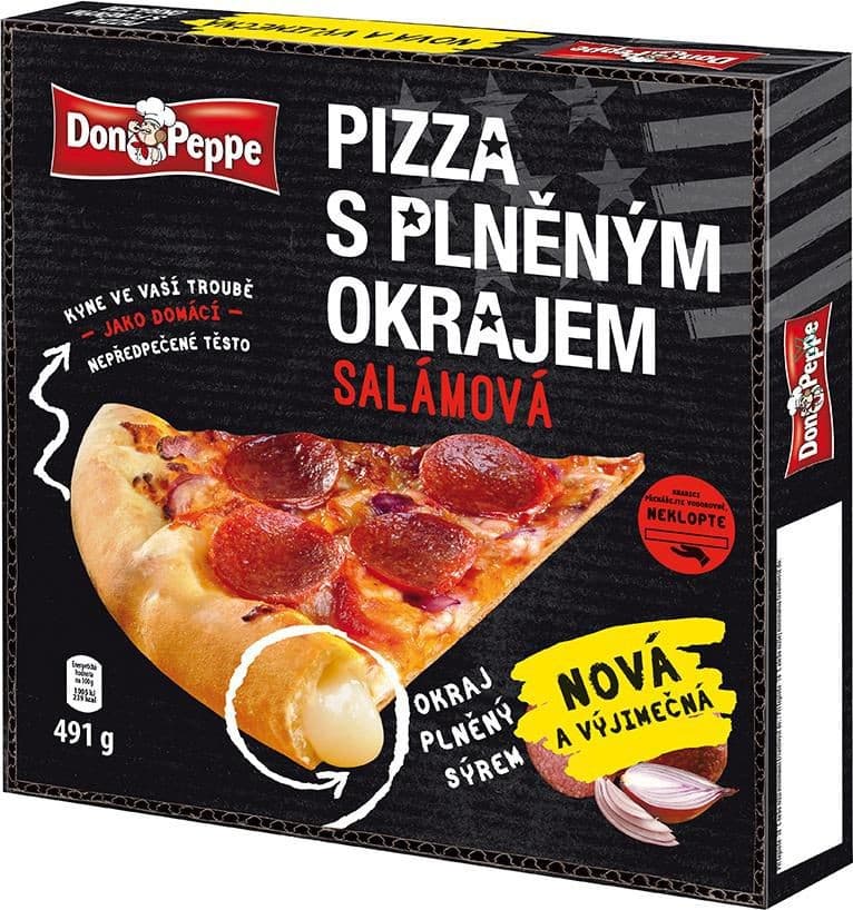 Don Peppe Pizza s plněným okrajem Salámová mražená 491 g
