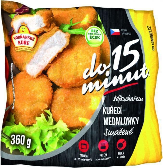 Vodňanská drůbež Smažené kuřecí medailonky mražené 360 g
