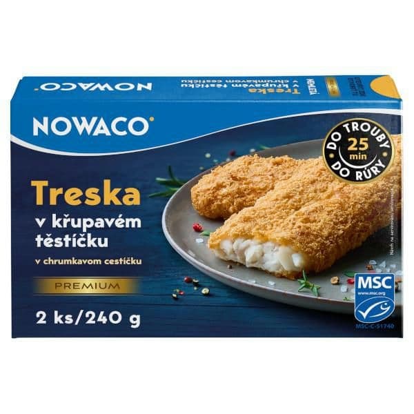 Nowaco Treska v křupavém těstíčku MSC Premium mražená 240g