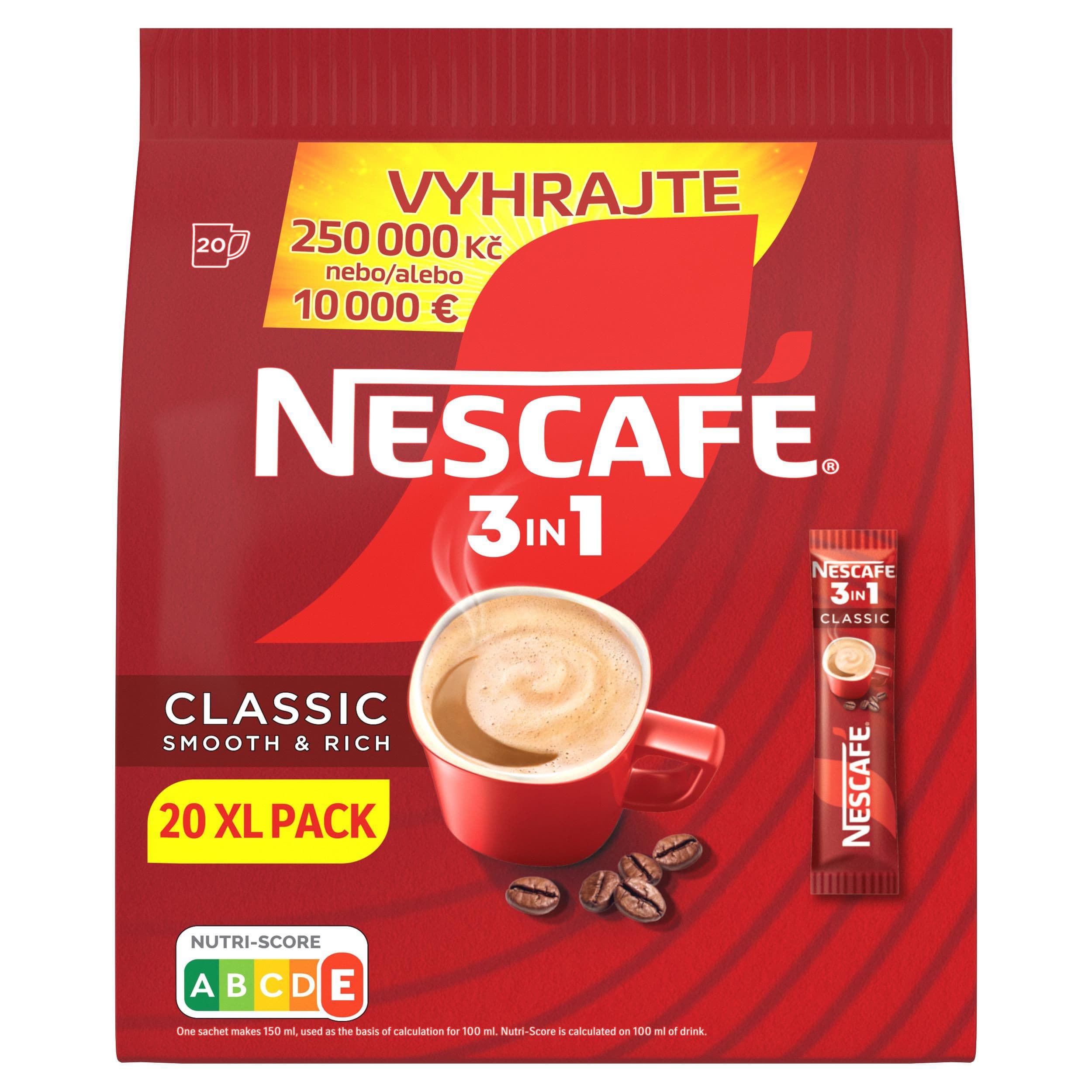 Nescafé 3in1 Classic instantní káva 20 sáčků 330g