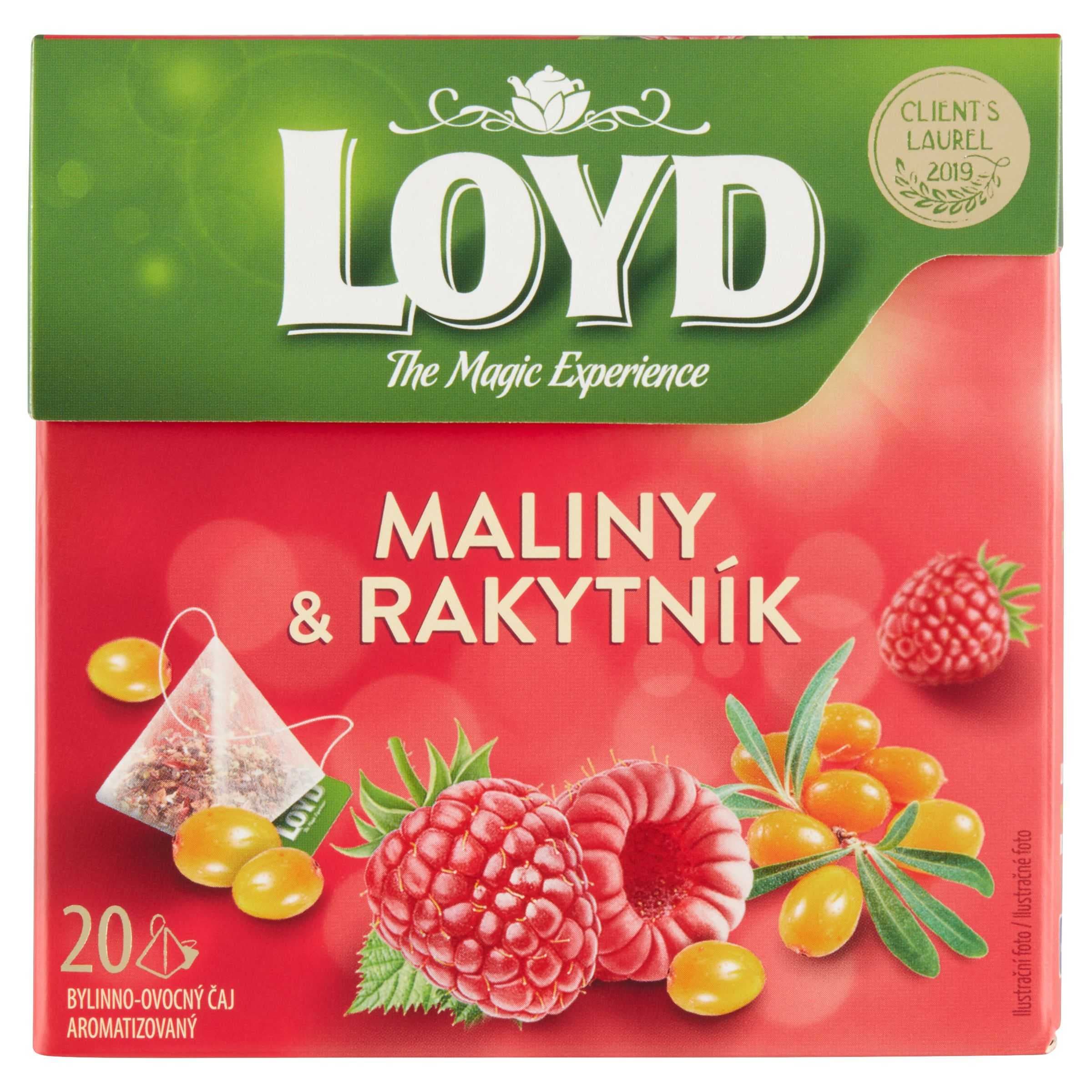 Loyd Bylinno-ovocný čaj aromatizovaný maliny & rakytník 20 x 2g