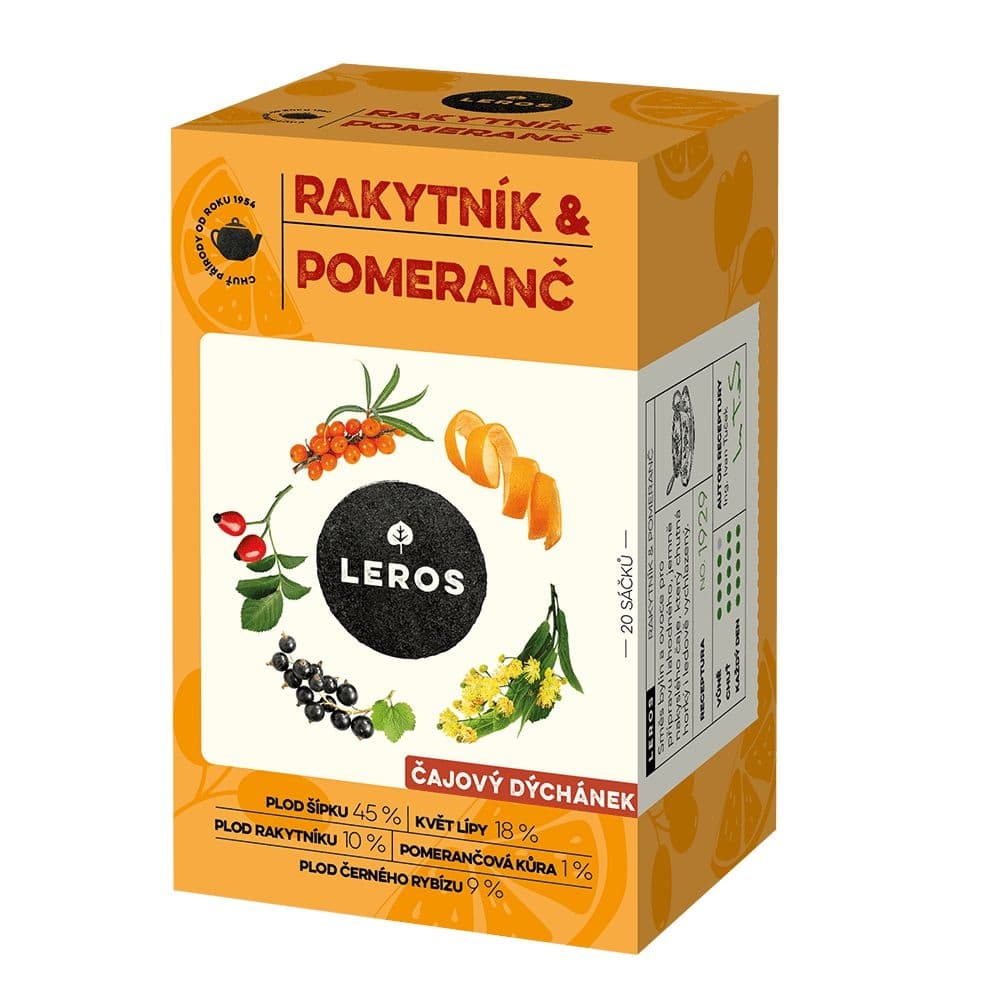 Leros čajový dýchánek rakytník & pomeranč 20x2g