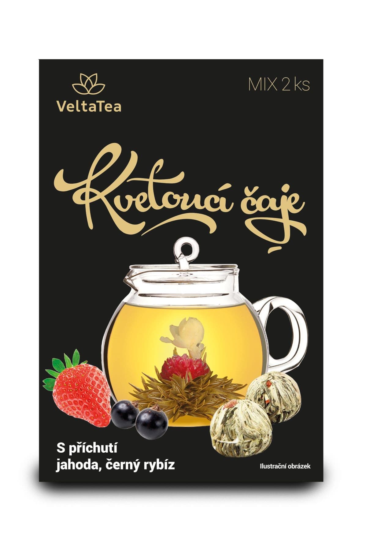 Kvetoucí čaj 2 ks Mix jahoda+černý rybíz