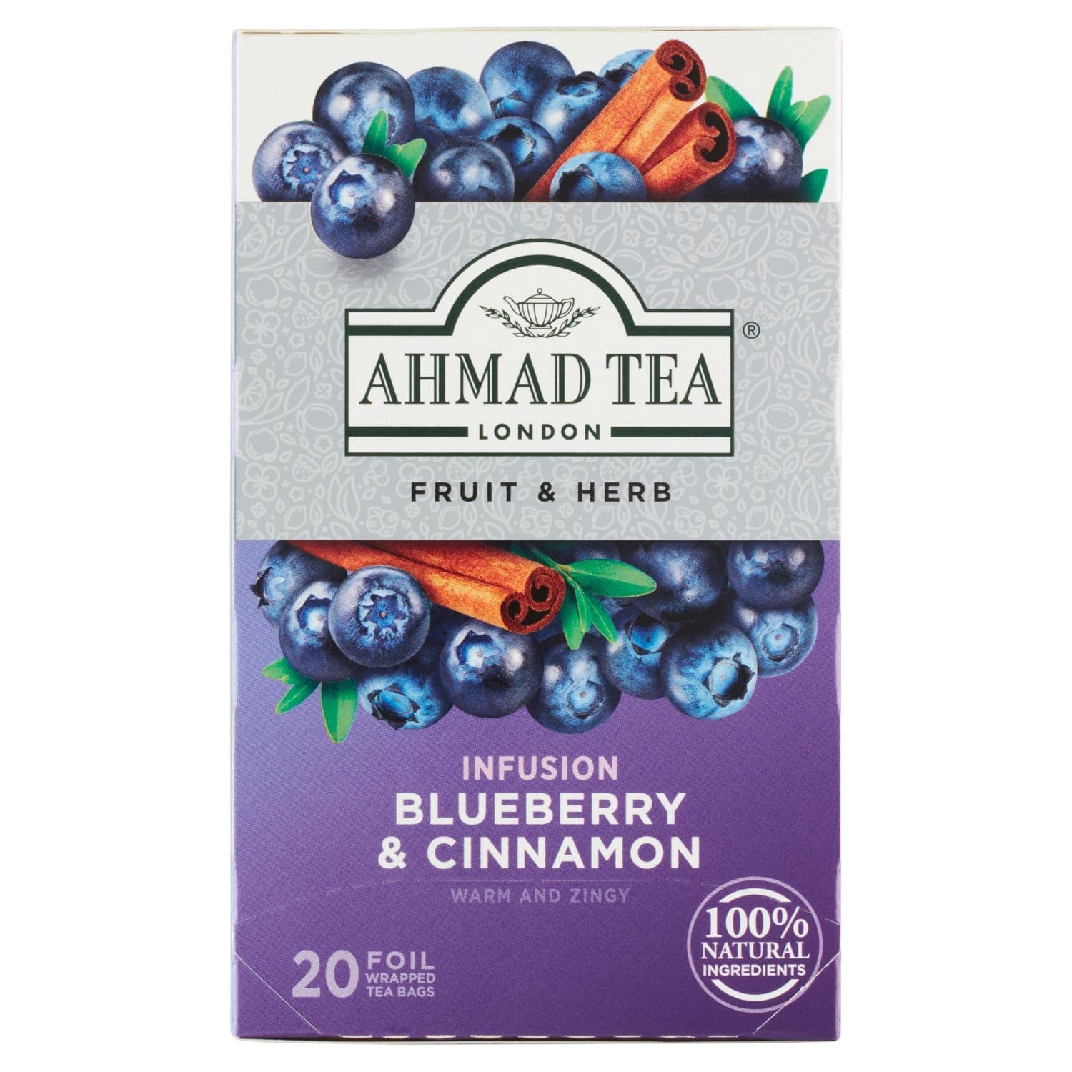 Ahmad Tea Ovocno-bylinná směs pro přípravu výluhu borůvka a skořice 20 x 2g