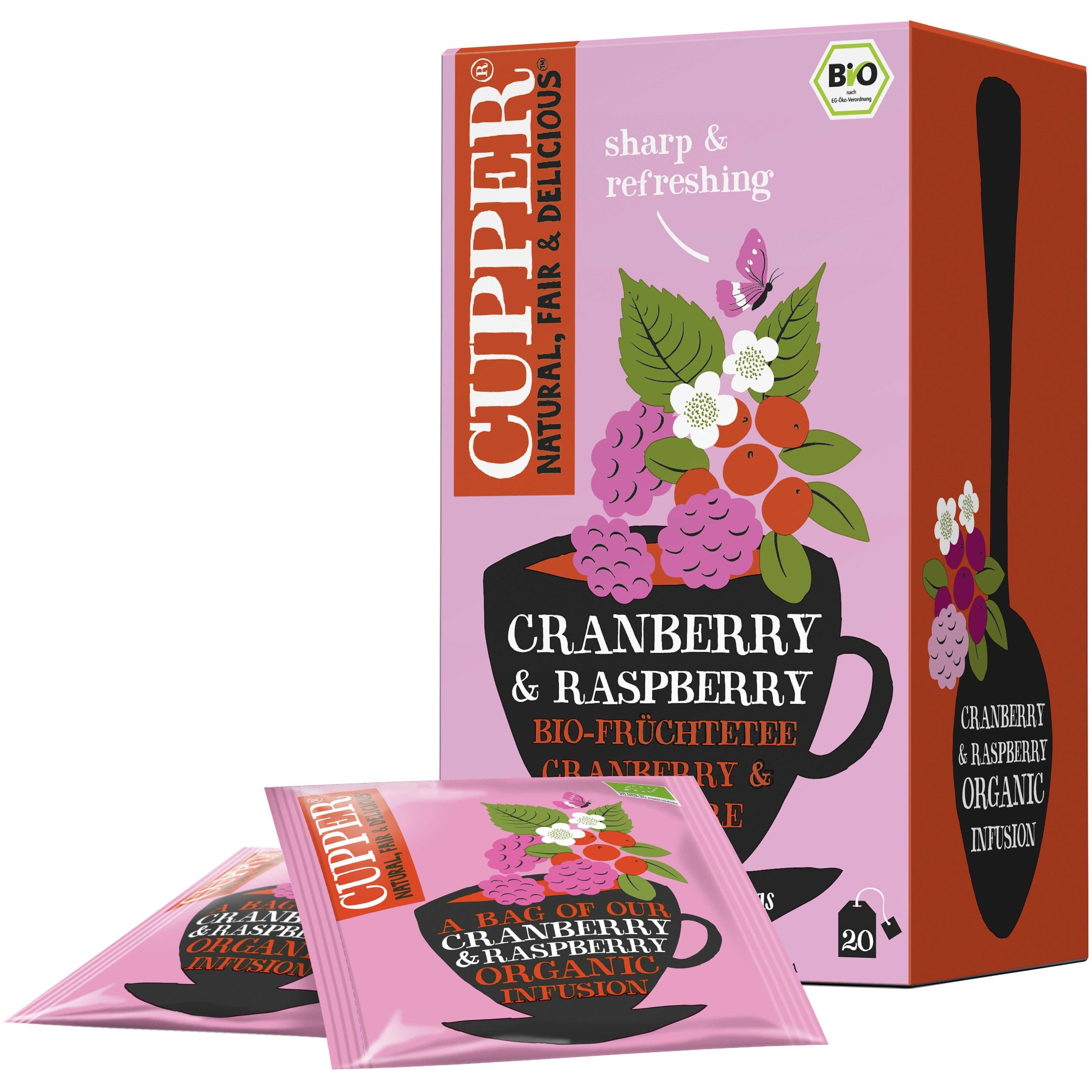 Cupper BIO Čaj s brusinkami a malinami 20x2,5g