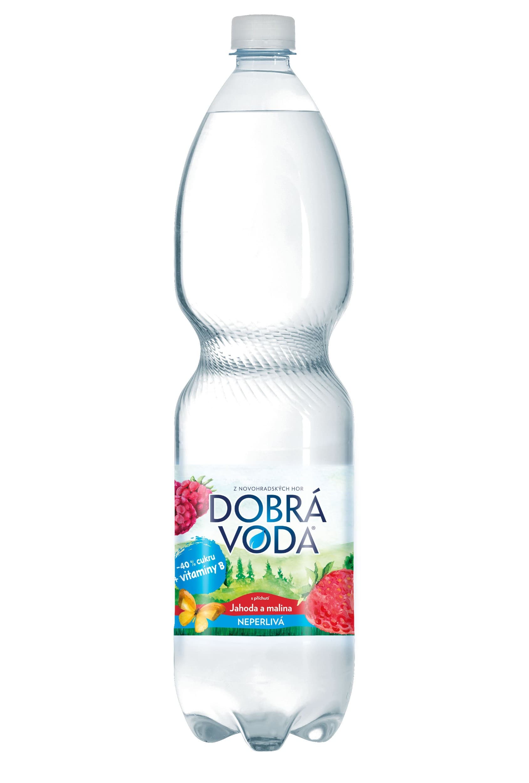 Dobrá Voda neperlivá jahoda a malina 1,5 l