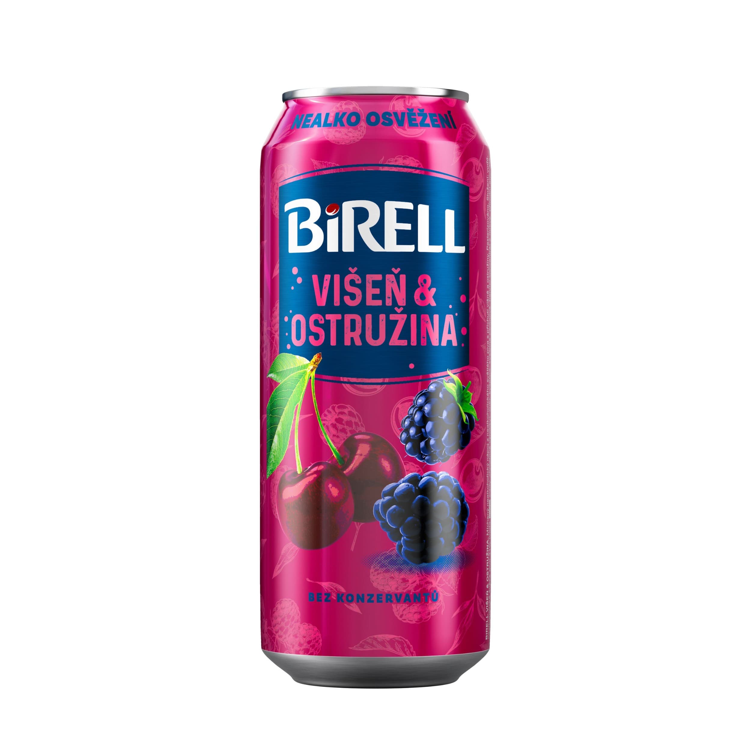 Birell višeň & ostružina plech 0,5 l