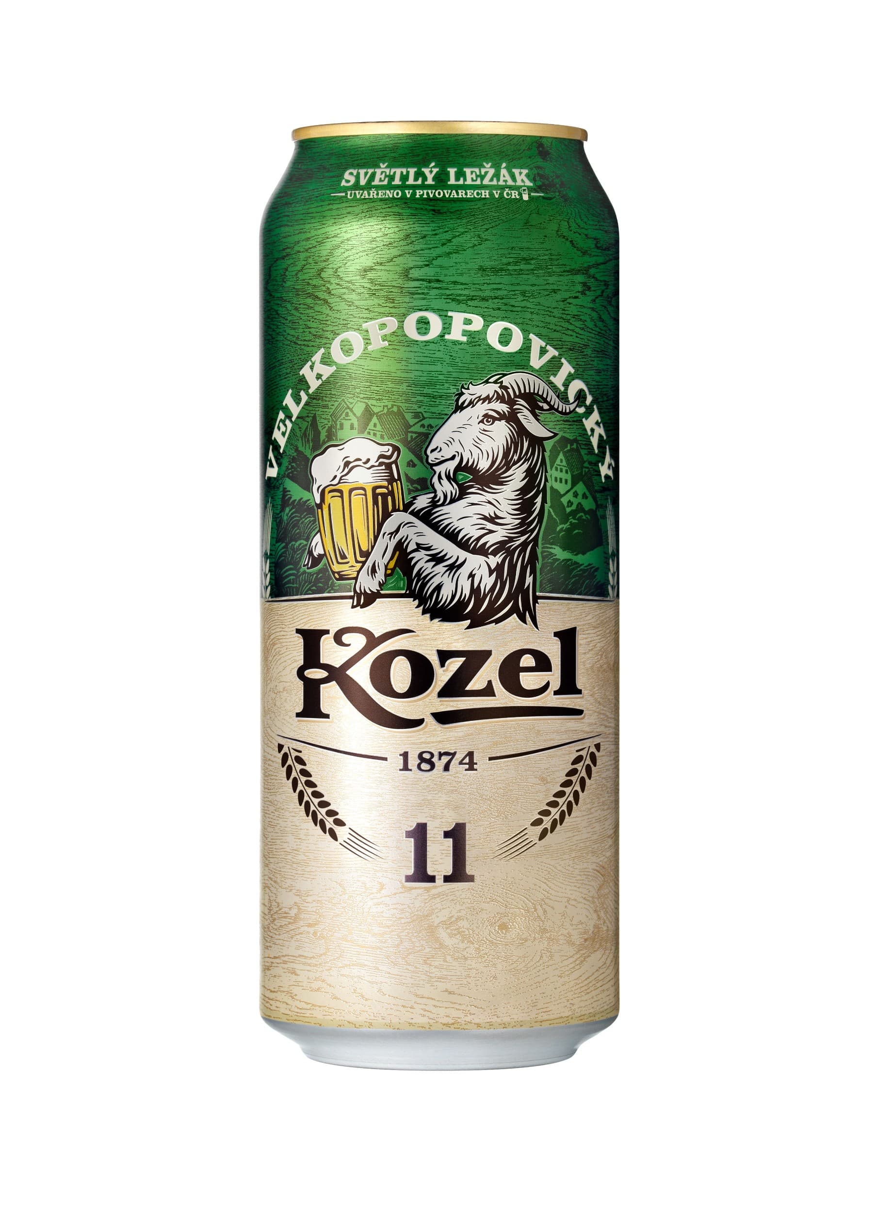 Velkopopovický Kozel 11° pivo ležák světlý plech 0,5 l
