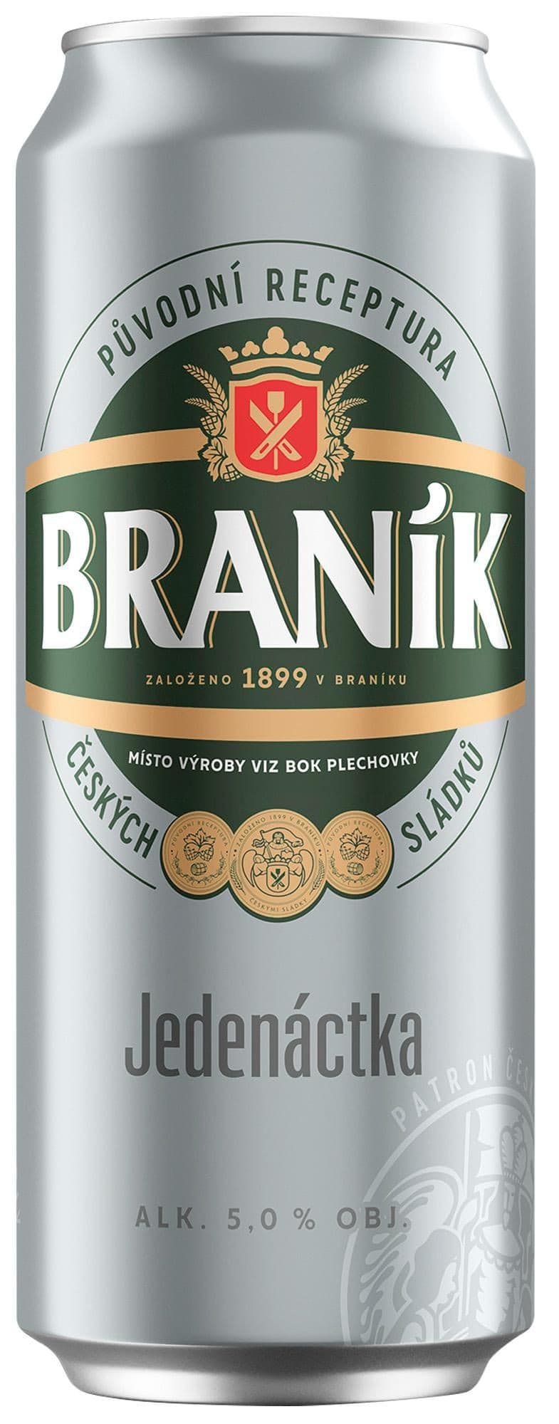 Braník Jedenáctka pivo ležák světlý plech 0,5 l