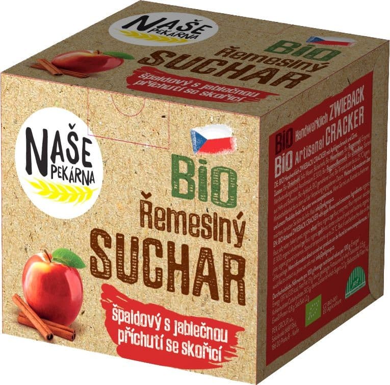 BIO řemeslný suchar s jablečnou šťávou se skořicí 180g