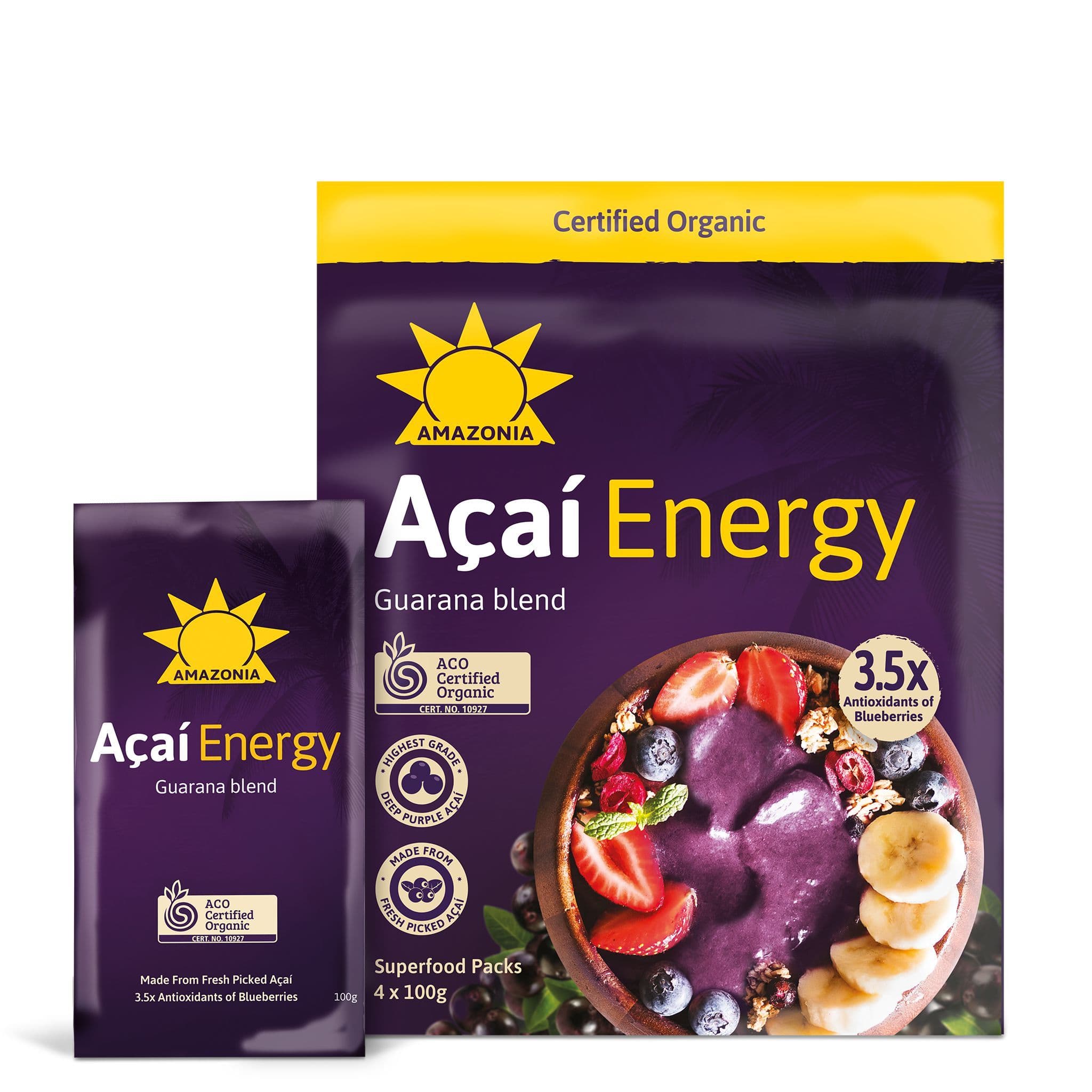 Amazonia BIO Acai a Guarana hluboce zmražená ovocná dřeň 400g