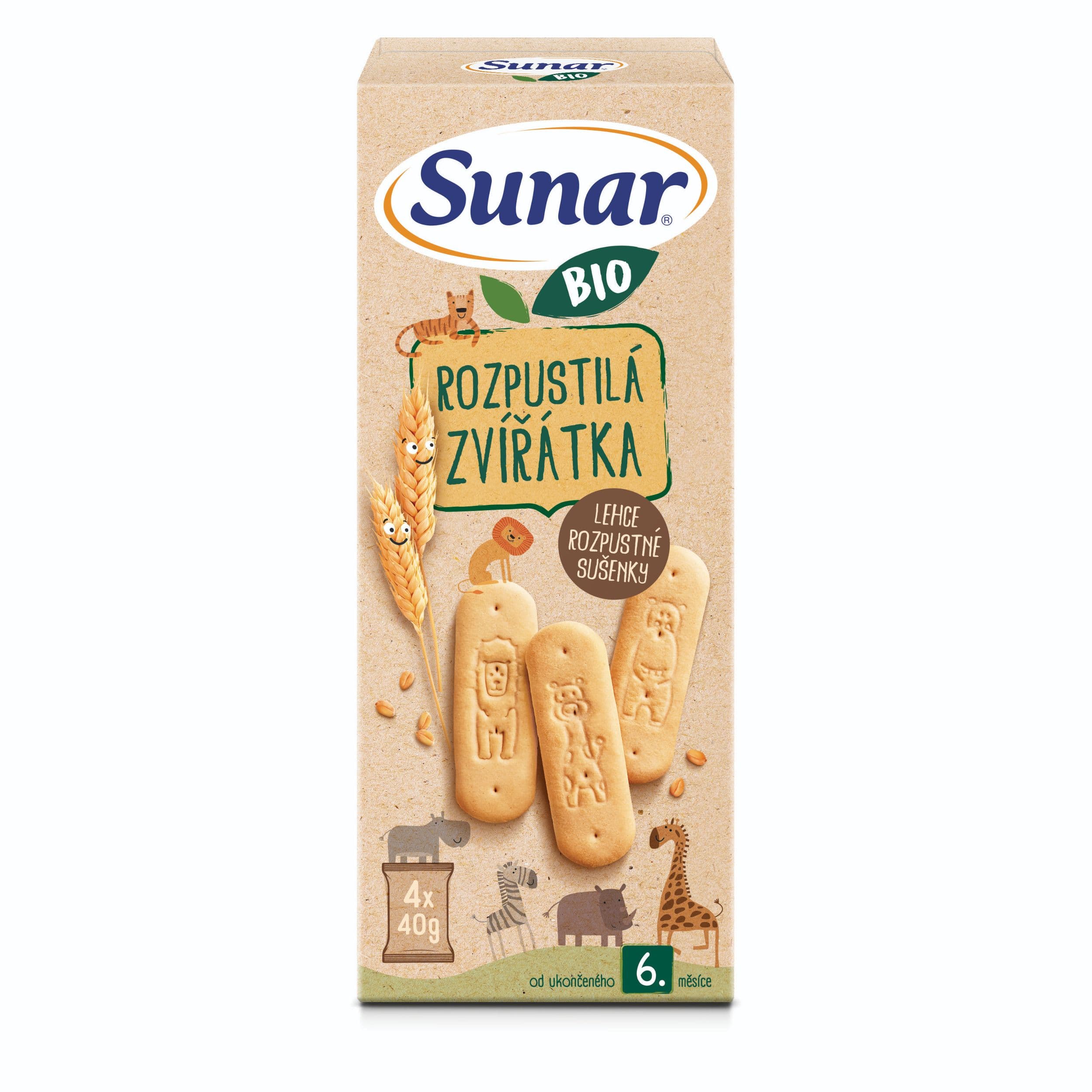 Sunar BIO dětské sušenky Rozpustilá zvířátka, vanilka 160g