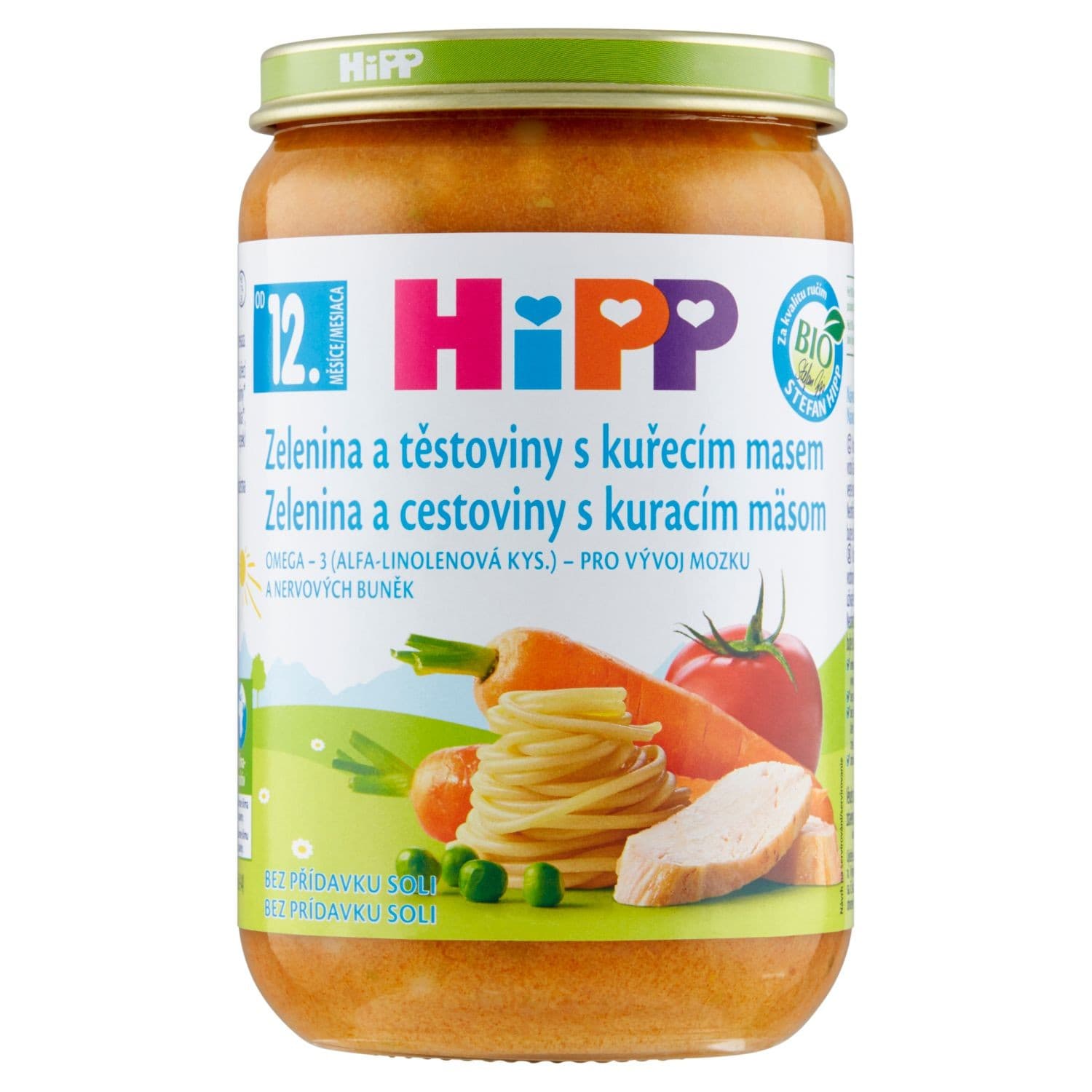 HiPP BIO Zelenina a těstoviny s kuřecím masem 12m+ 220g