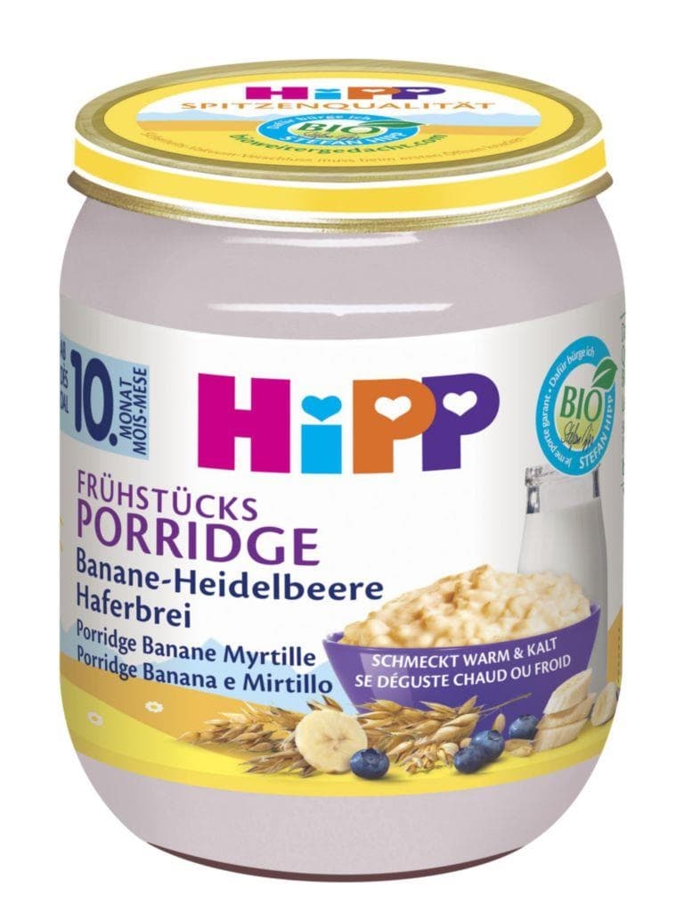 HiPP BIO Snídaňová ovesná kaše s banánem a borůvkami 160 g