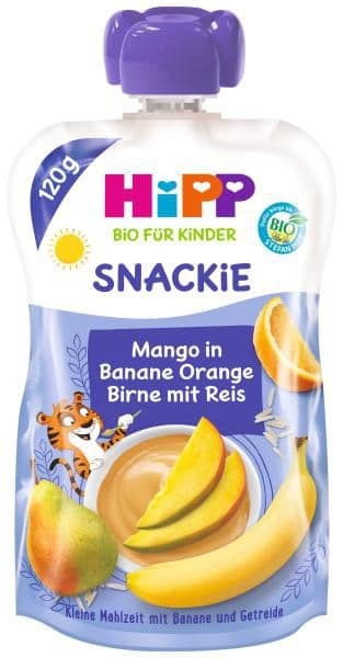 HiPP Snackie BIO Hruška-pomeranč-mango-banán-rýže 120 g