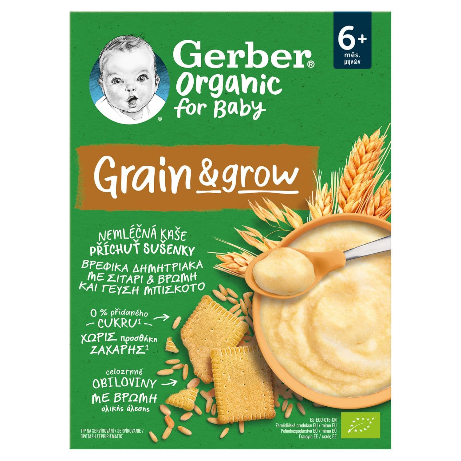 Gerber BIO Organic Nemléčná kaše s příchutí sušenek 6m+ 200g