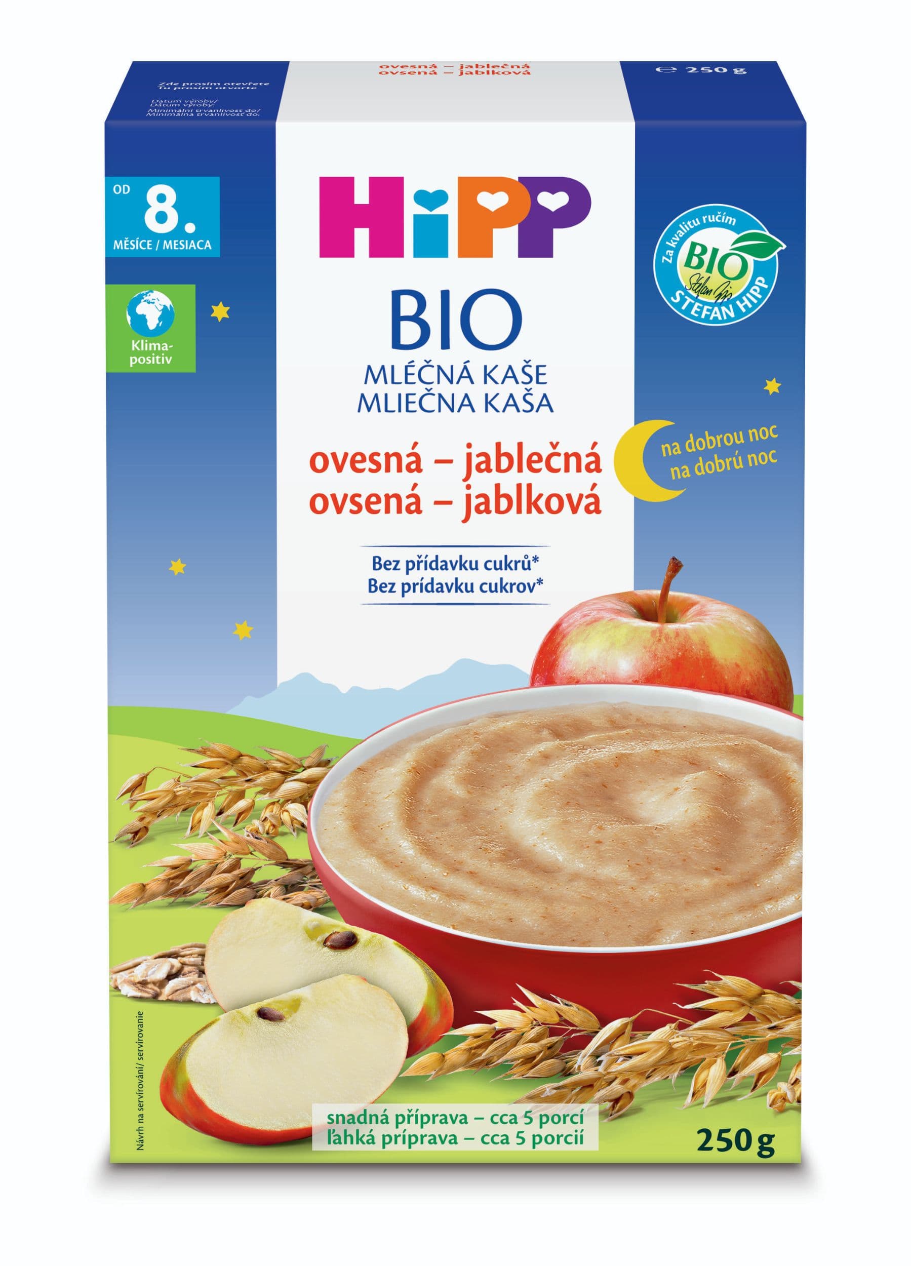 HiPP BIO Mléčná kaše na dobrou noc ovesná-jablečná 250g