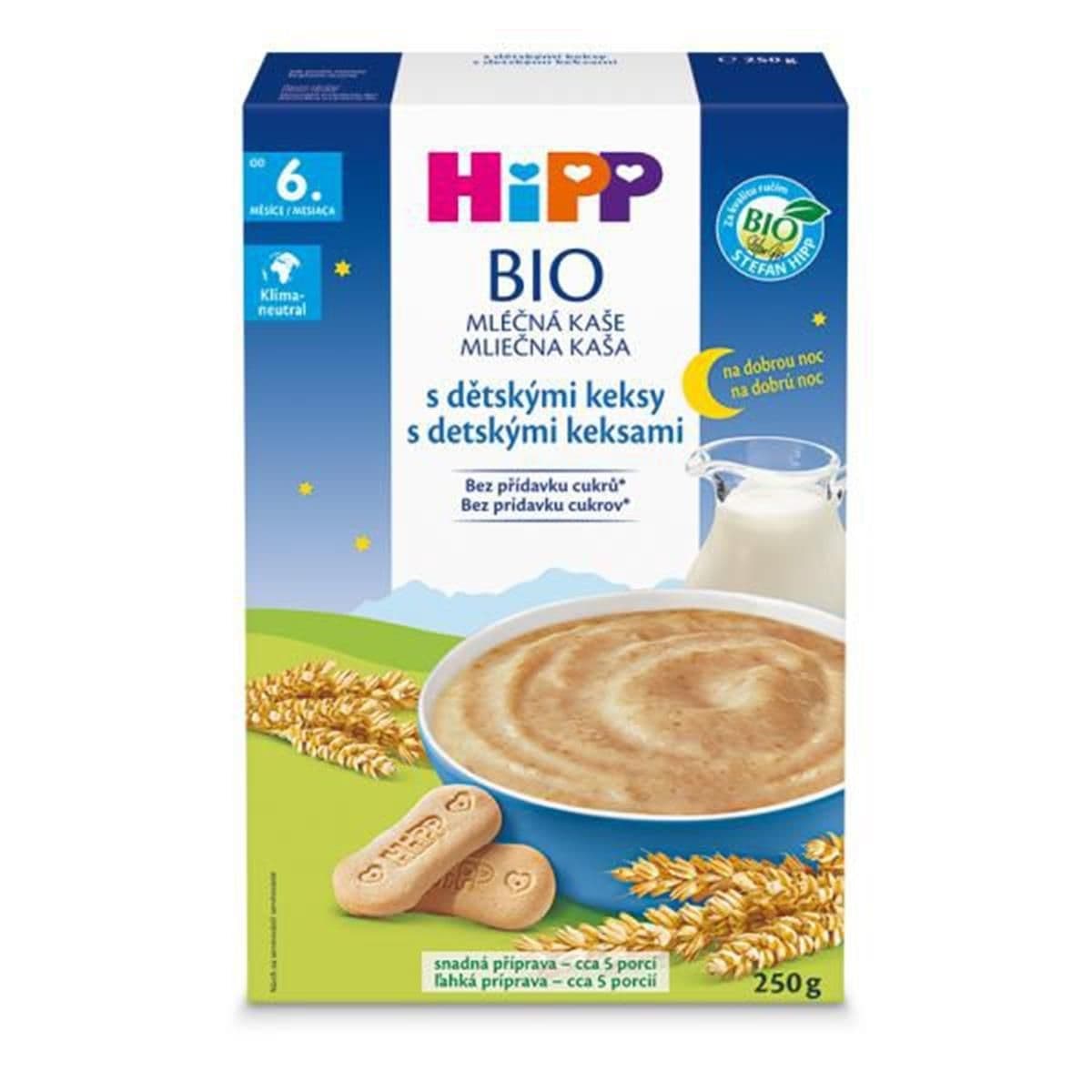 HiPP BIO Mléčná kaše na dobrou noc s dětskými keksy 250g