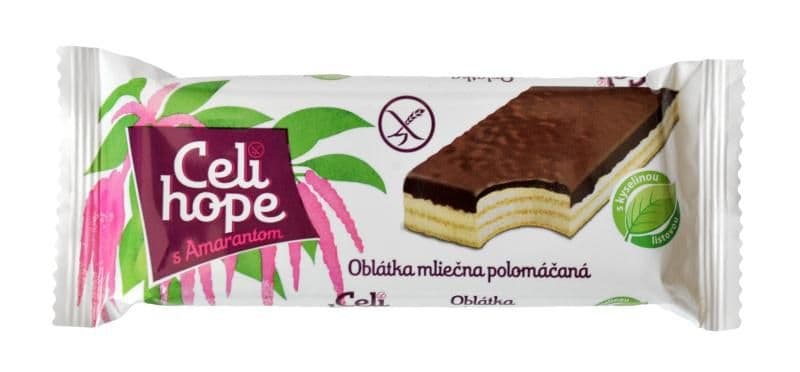 Celihope Oplatka s mléčnou krémovou náplní polomáčená kakaovou polevou s amarant 35 g