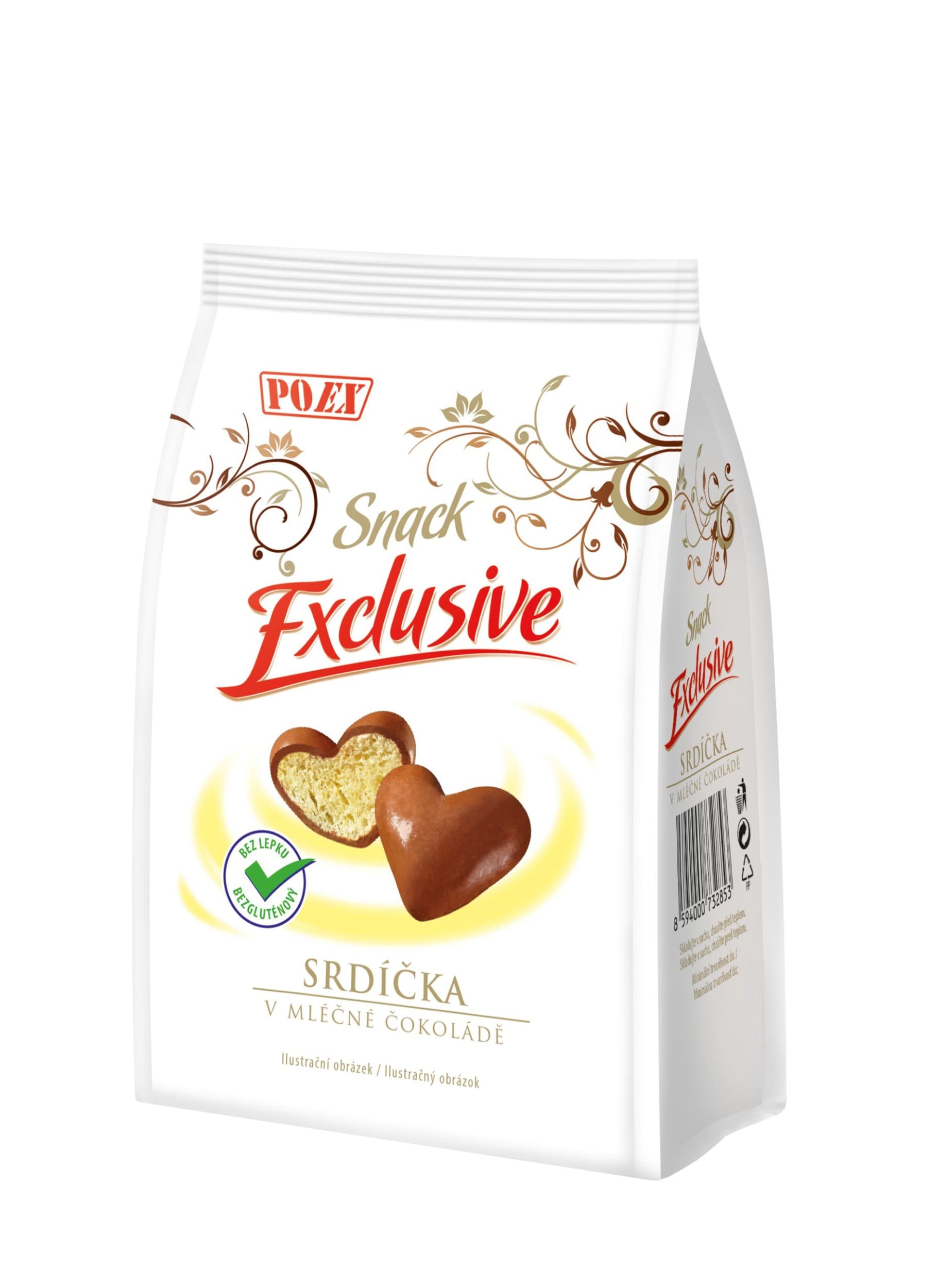 Poex Srdíčka v mléčné čokoládě bez lepku 90 g