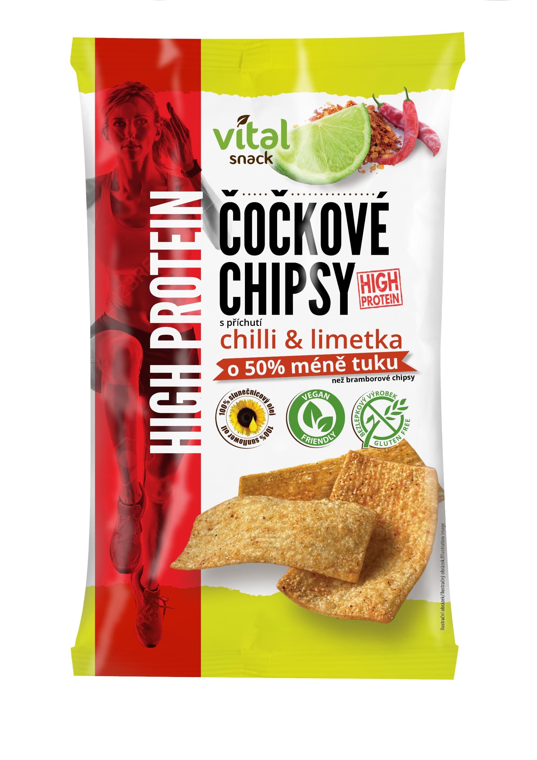 Vital snack Čočkové chipsy limetka a chilli 65g