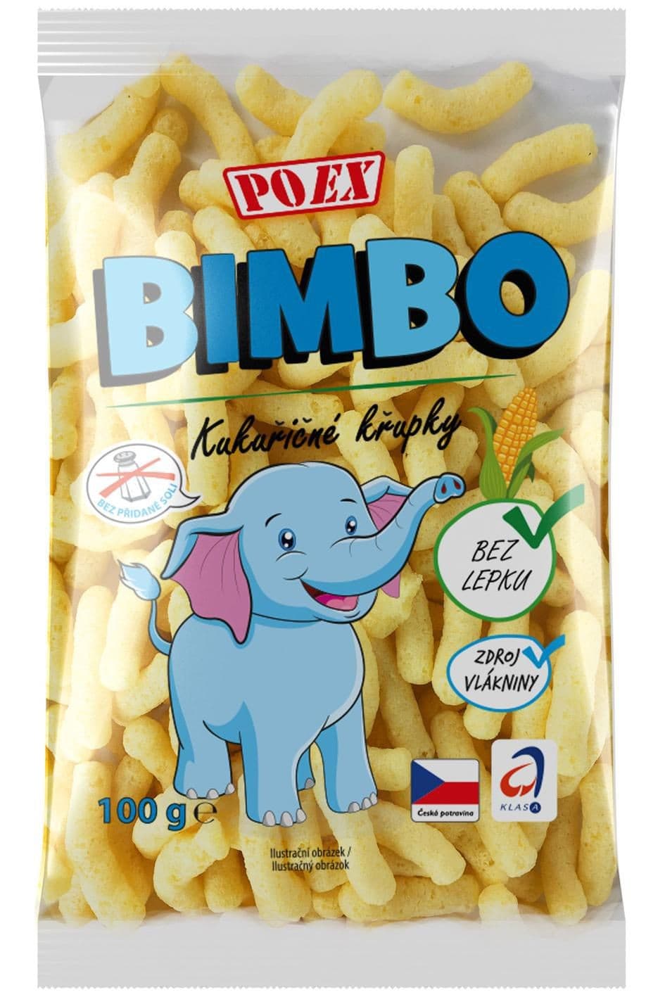 Poex Bimbo kukuřičné křupky bez lepku bez soli 100 g