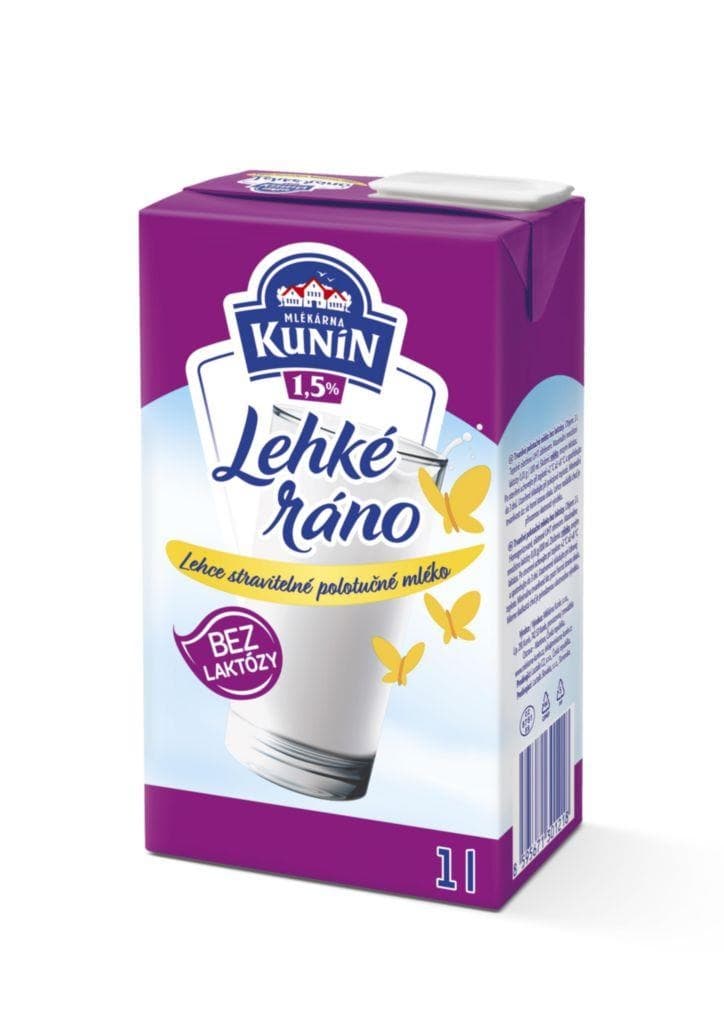 Kunín Lehké ráno Mléko UHT bez laktózy 1,5% 1L