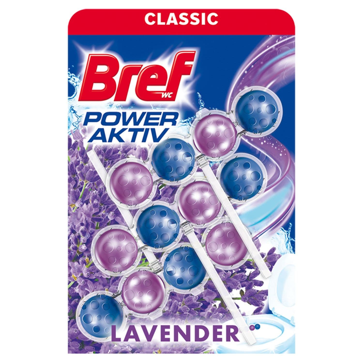 Bref Power Aktiv Fragrance Boost Lavender tuhý WC blok 3x50 g