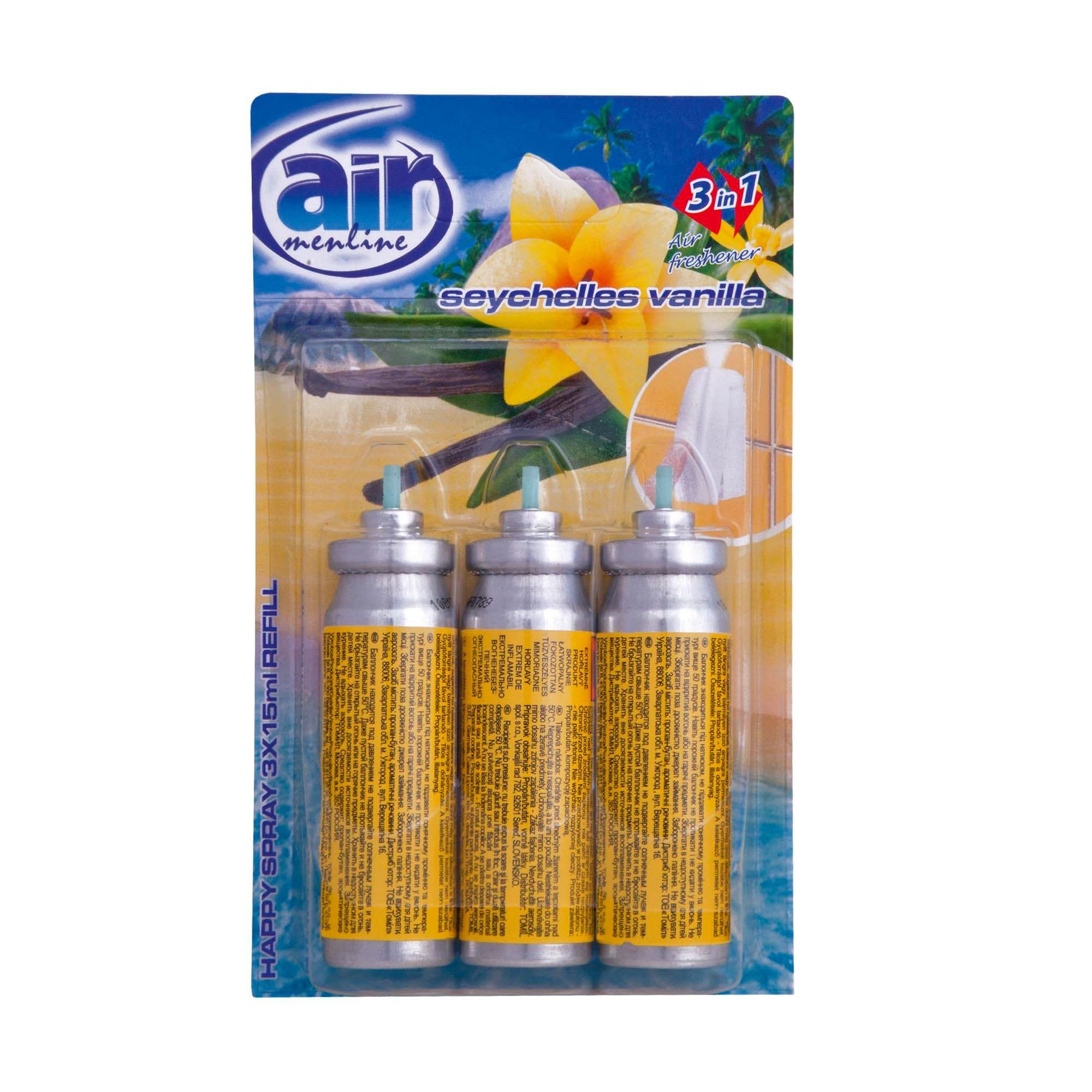 Air Menline Happy Spray Seychelles Vanilla náhradní náplň do osvěžovače 3x15 ml