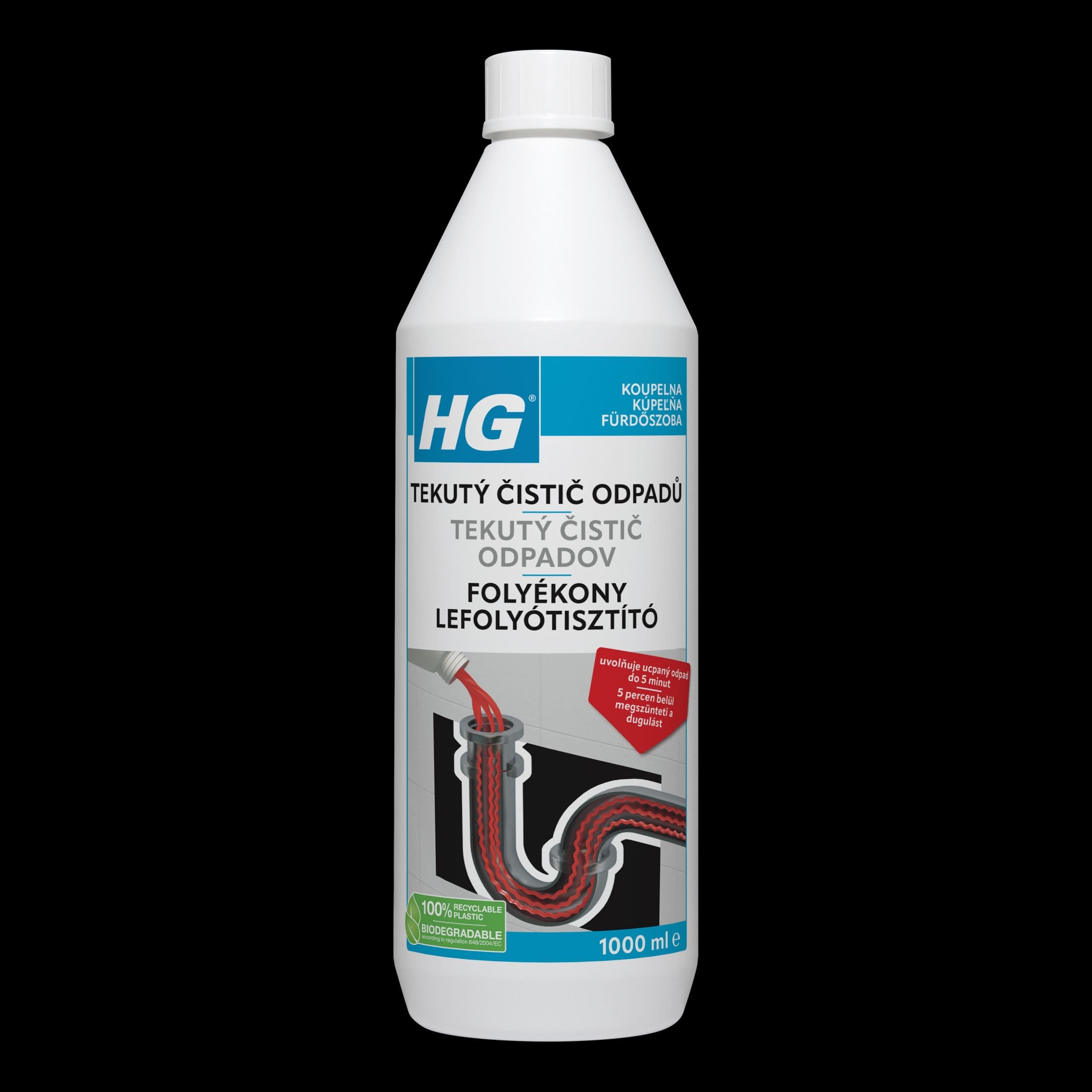 HG Koupelna tekutý čistič odpadů 1 l