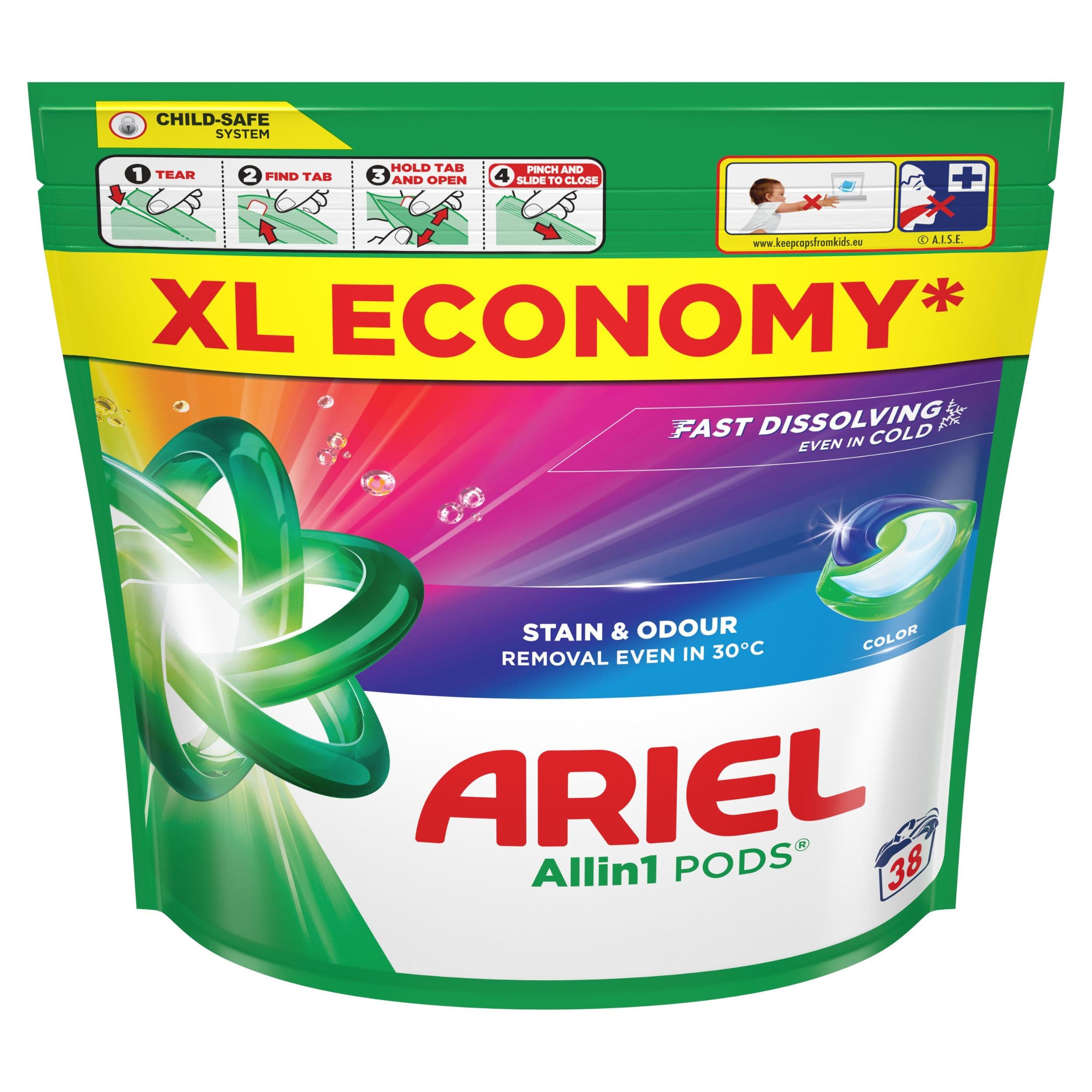 Ariel Gelové Kapsle Color Fresh 38 praní