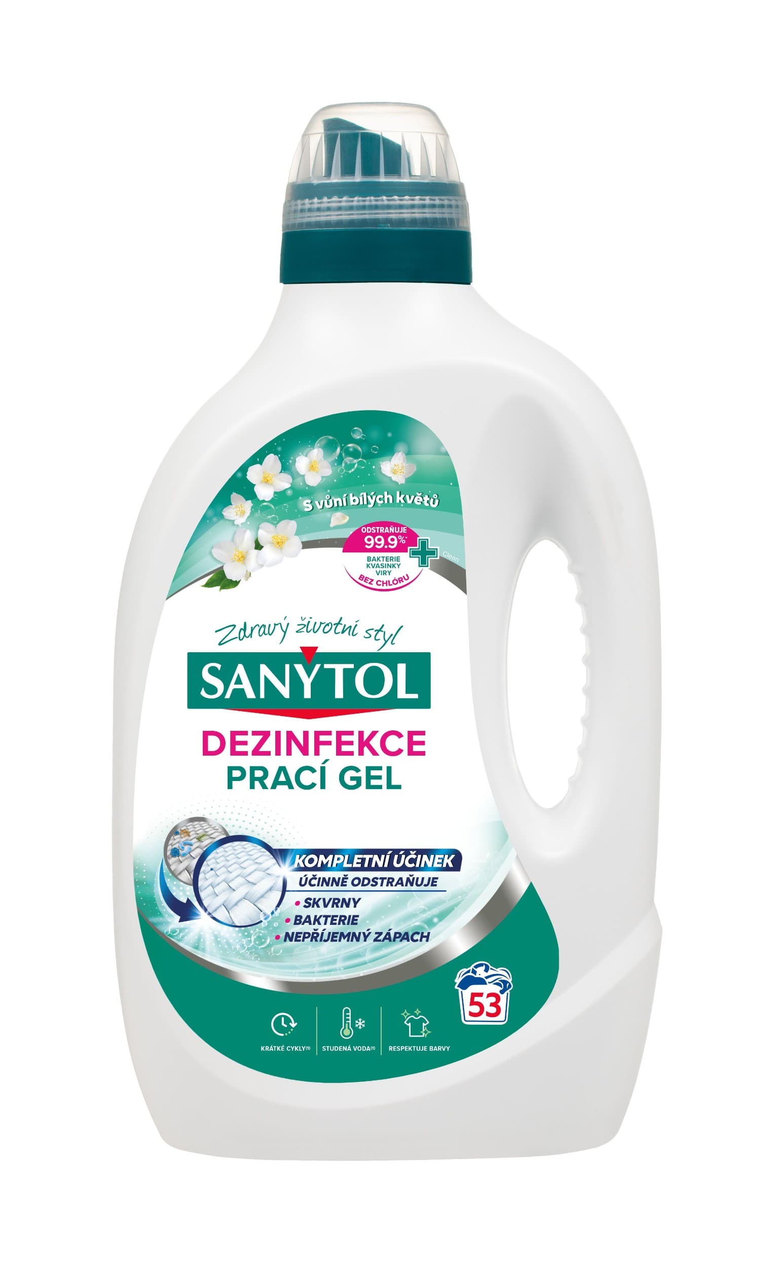 Sanytol dezinfekční prací gel s vůní bílých květů 2,65 l 53 dávek