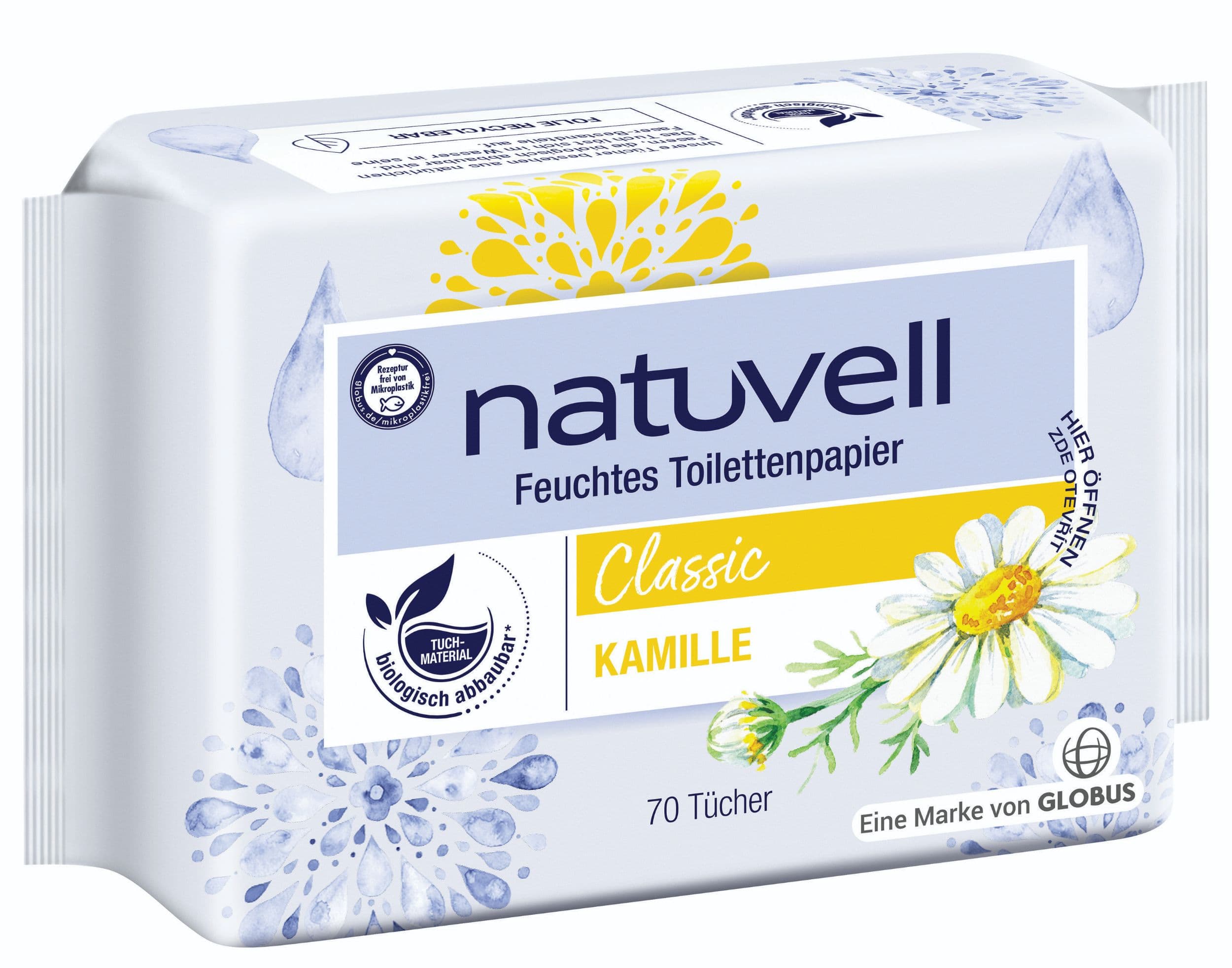 Natuvell vlhčený toaletní papír Classic Heřmánek 70 ks