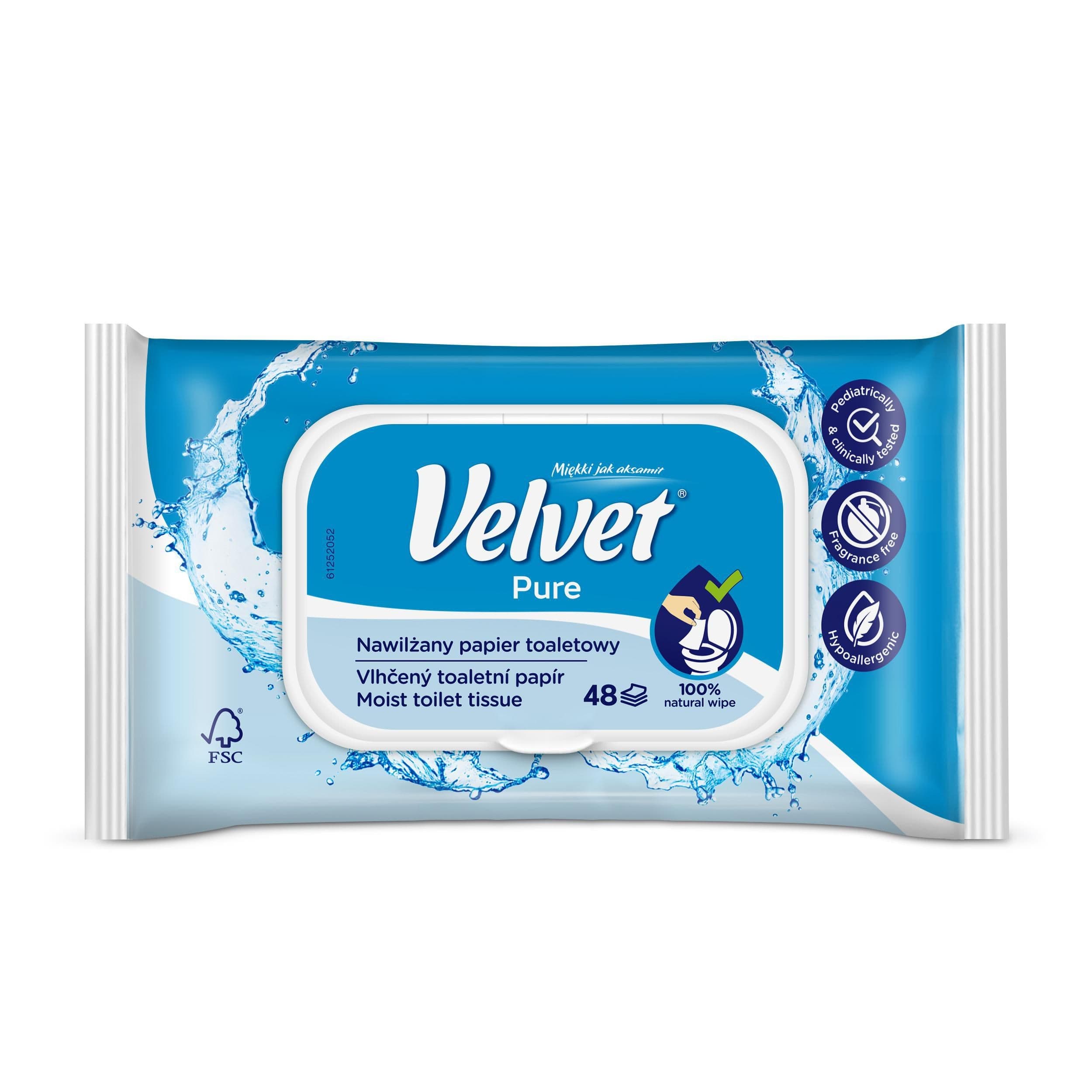Velvet vlhčený toaletní papír Pure 48 ks