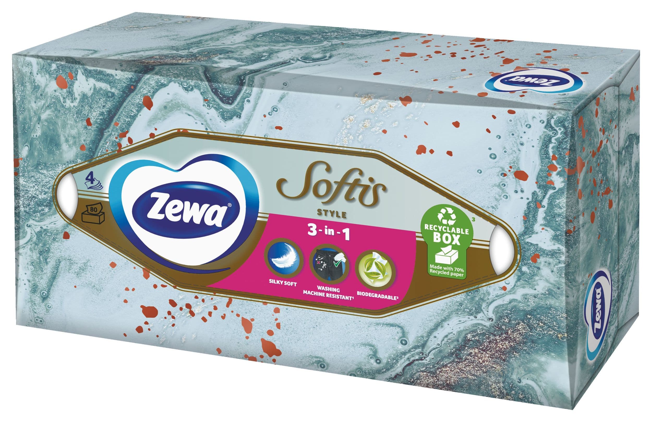 Zewa Softis box Papírové kapesníky 4vrstvé 80ks