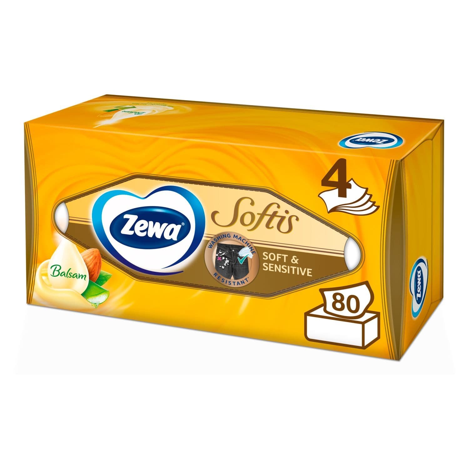 Zewa Softis Soft & Sensitive papírové kapesníky 4vrstvé 80ks