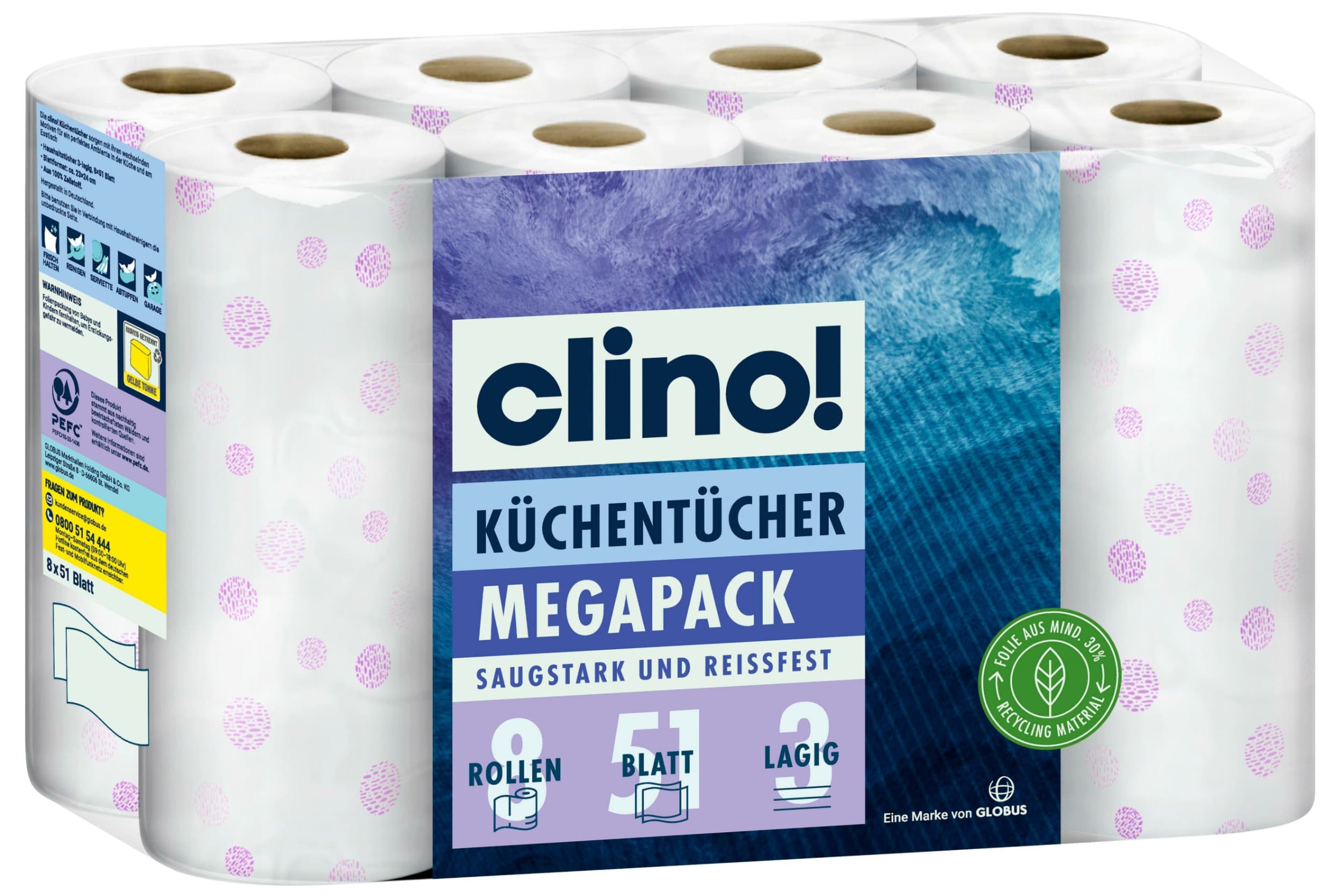 Clino! Kuchyňské role 3vrstvé 8ks