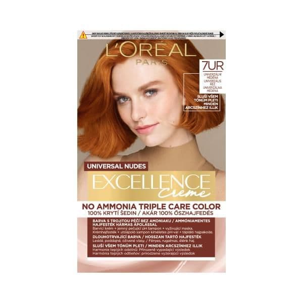 L'Oréal Paris Excellence Nudes Copper 7UR Univerzální měděná 72ml + 48ml + 12ml + 60ml