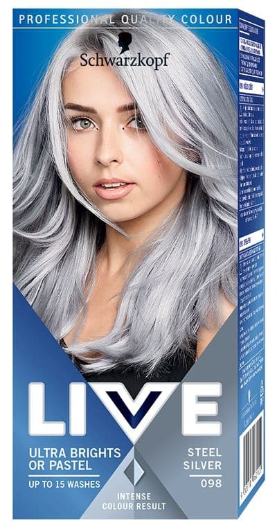 Schwarzkopf Live Ultra Brights or Pastel barva na vlasy Steel Silver 098 50 ml