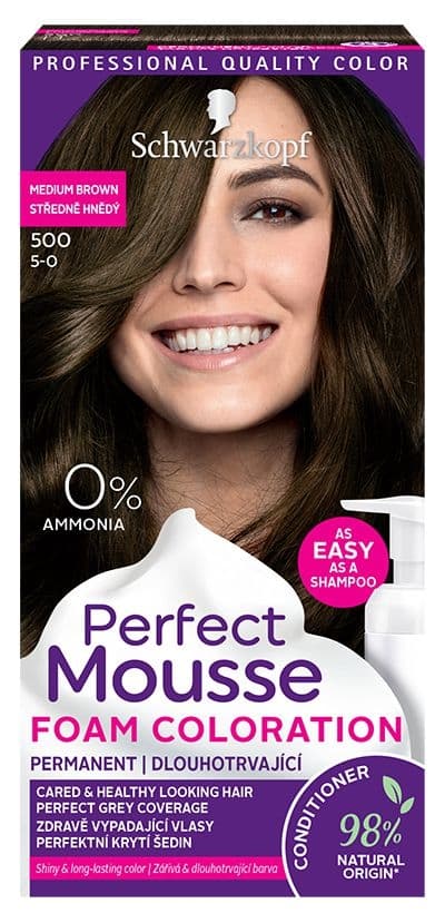 Schwarzkopf Perfect Mousse barva na vlasy středně hnědý 500 35 ml