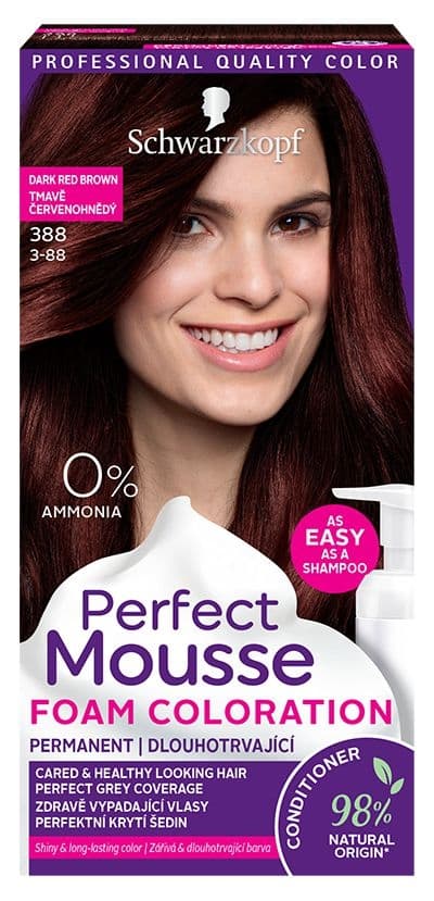 Schwarzkopf Perfect Mousse barva na vlasy tmavě červenohnědý 388 35 ml