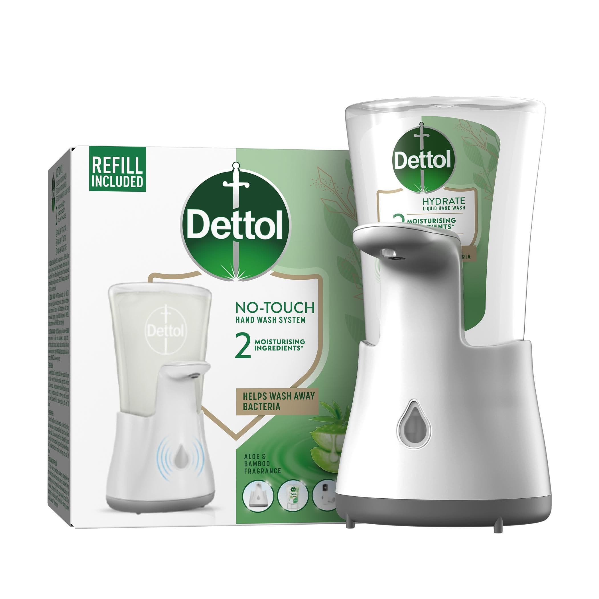 Dettol Soft on Skin bezdotykový dávkovač mýdla + tekuté mýdlo náplň 250 ml