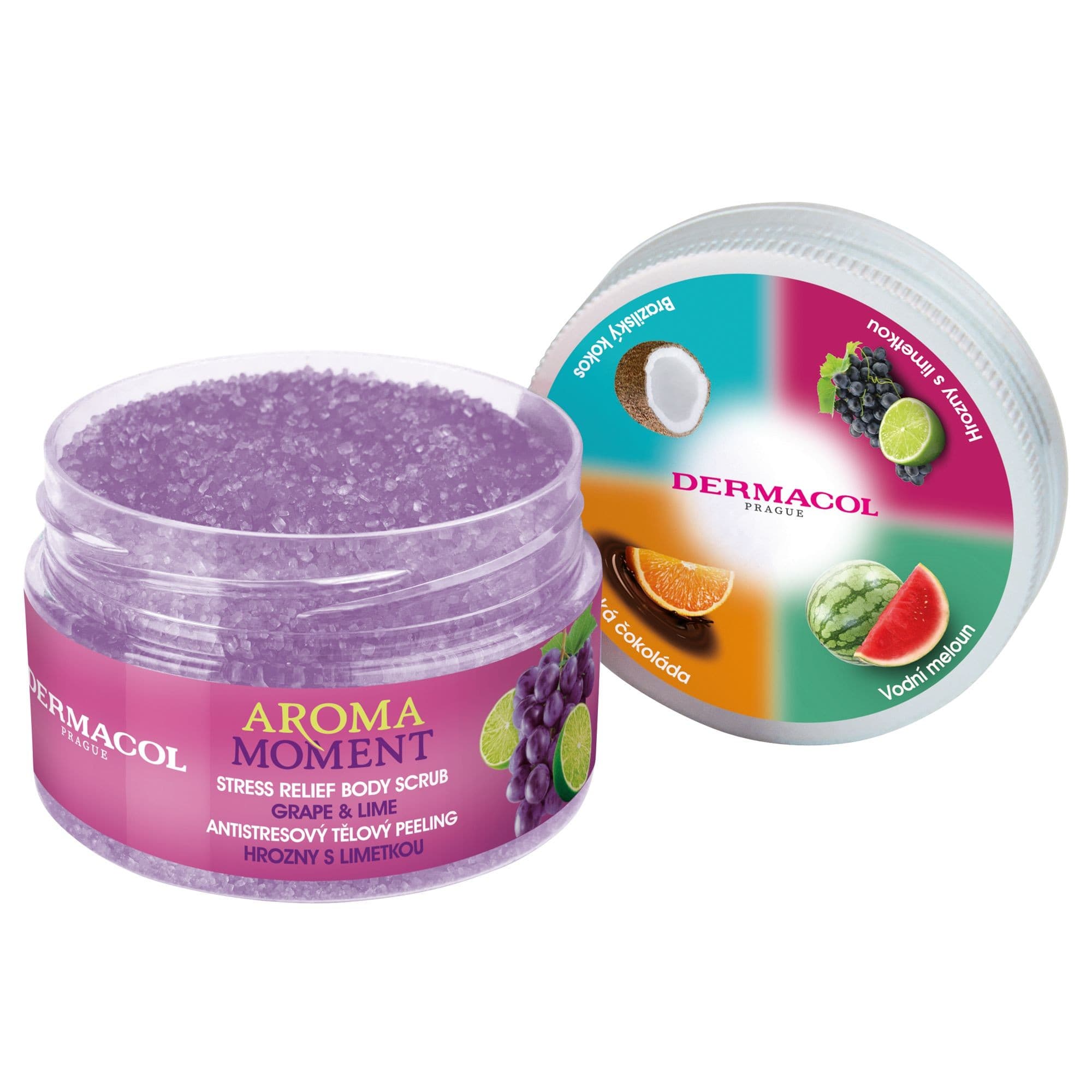 Dermacol Aroma antistresový tělový peeling hrozny s limetkou 200 g