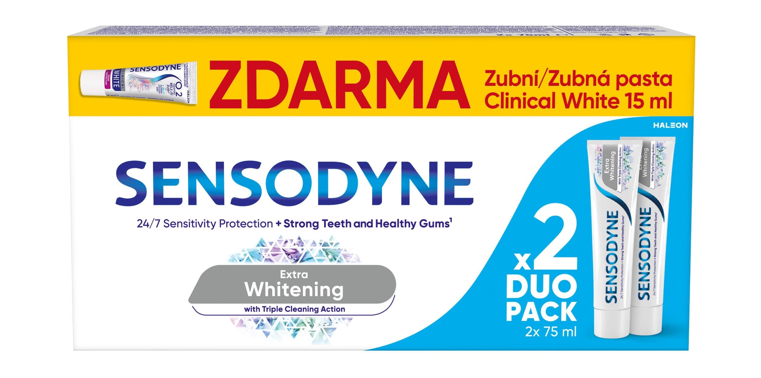 Sensodyne zubní pasta a kartáček zdarma 2x75 ml