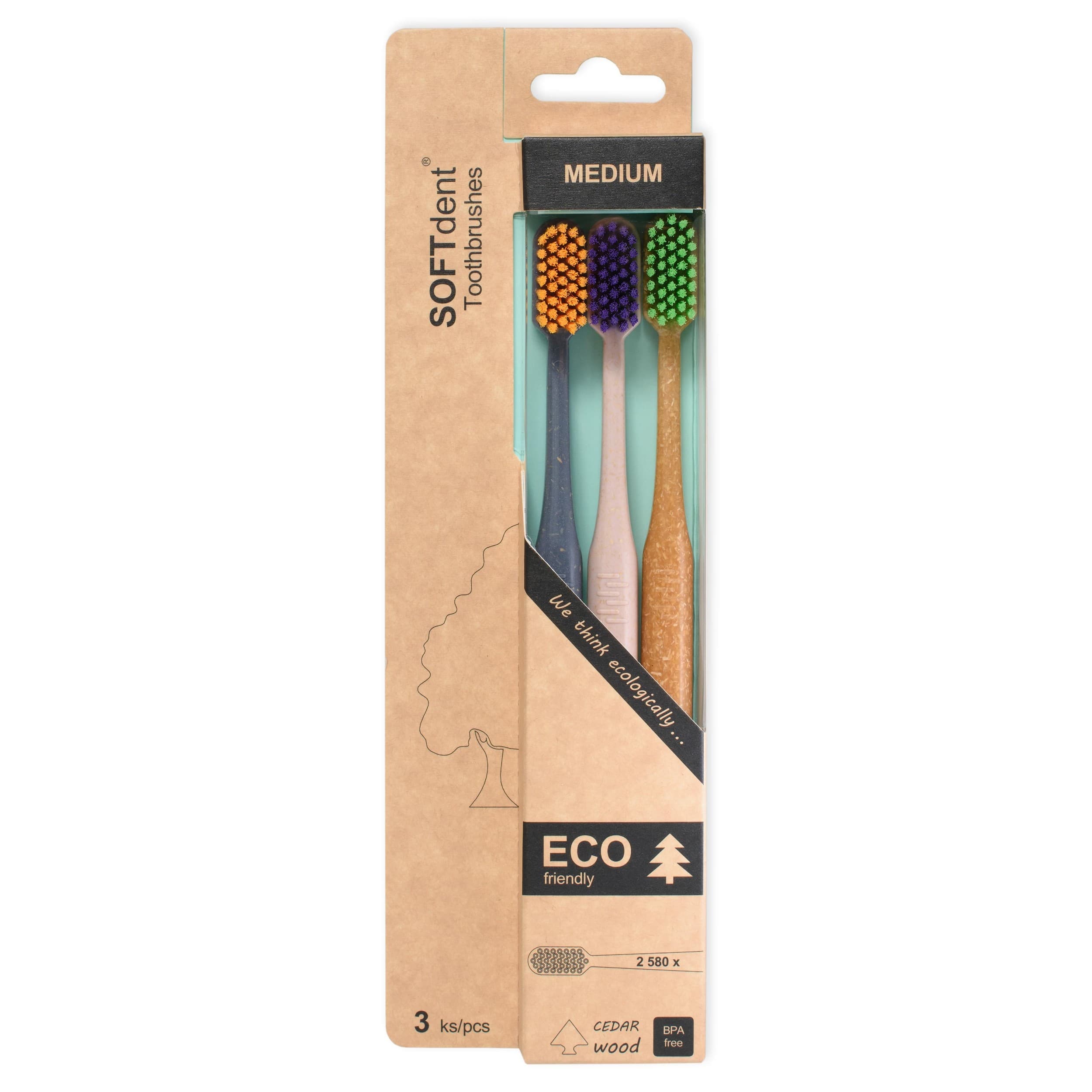 SOFTdent ECO zubní kartáčky Medium 3 ks