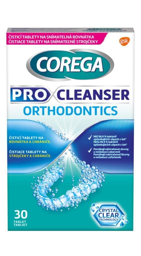 Corega Pro Cleanser Orthodontics Clean & Fresh čistící tablety 30 ks